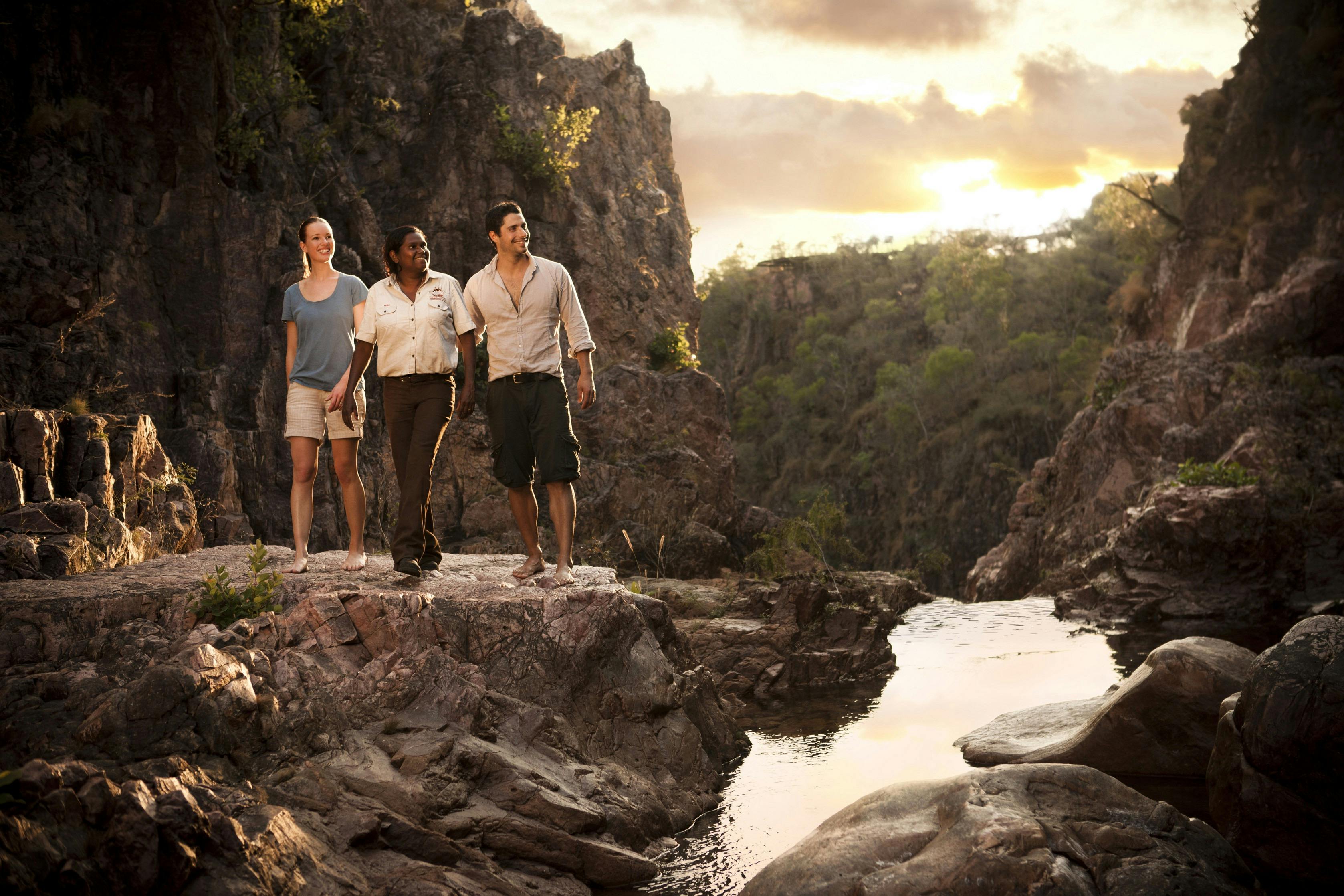 Tess Atie with guests in the stone country of Litchfield National Park