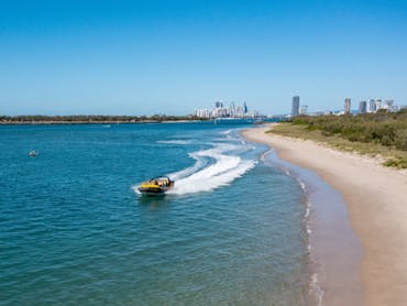 Paradise Jet Boating vessel cruising along the Gold Coast Broadwater Paradise Jet Boating vessel cruising along the Gold Coast Broadwater