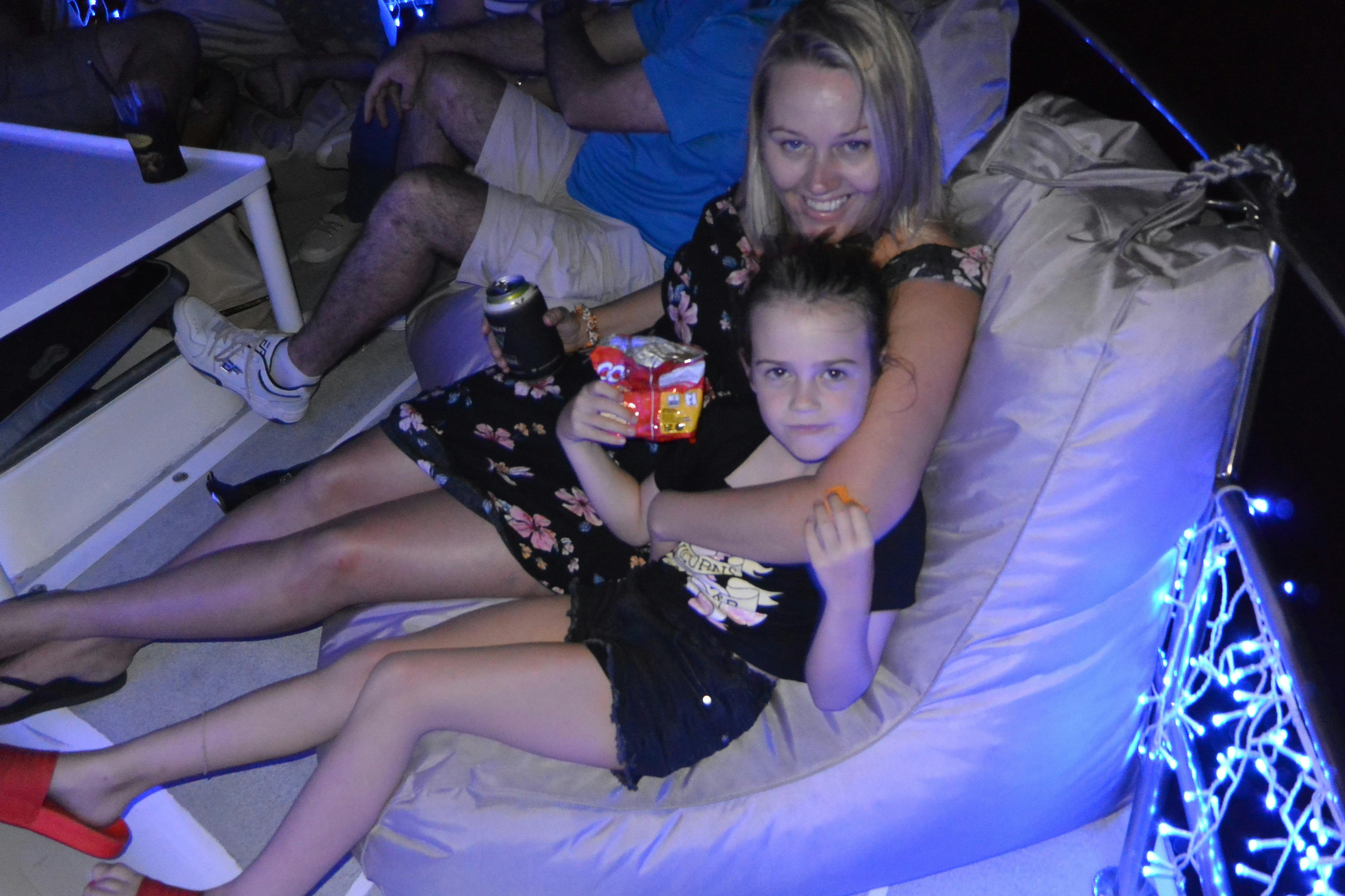 Enjoying the bean bags