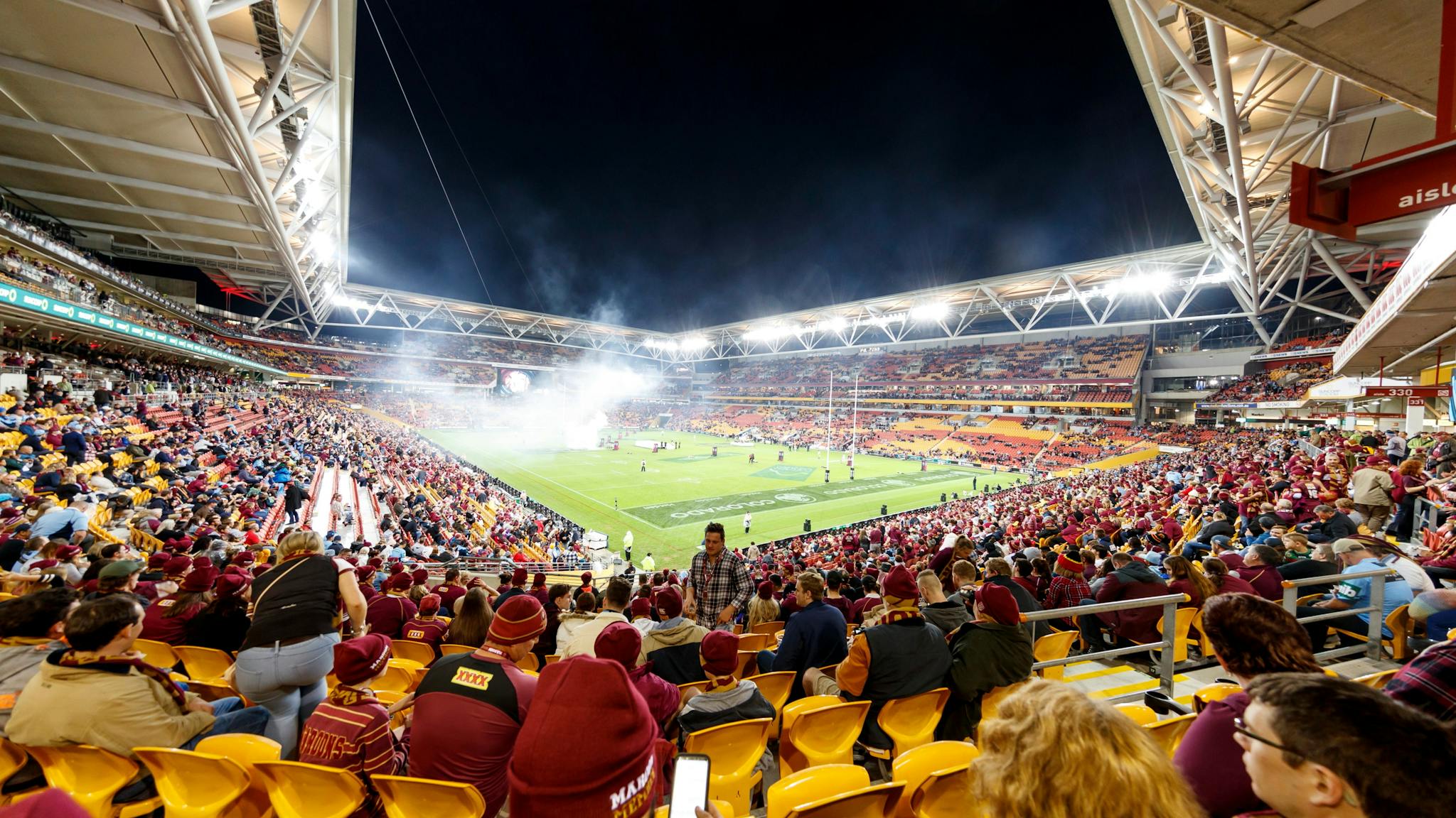 An image of the inside of Suncorp Stadium full of patrons