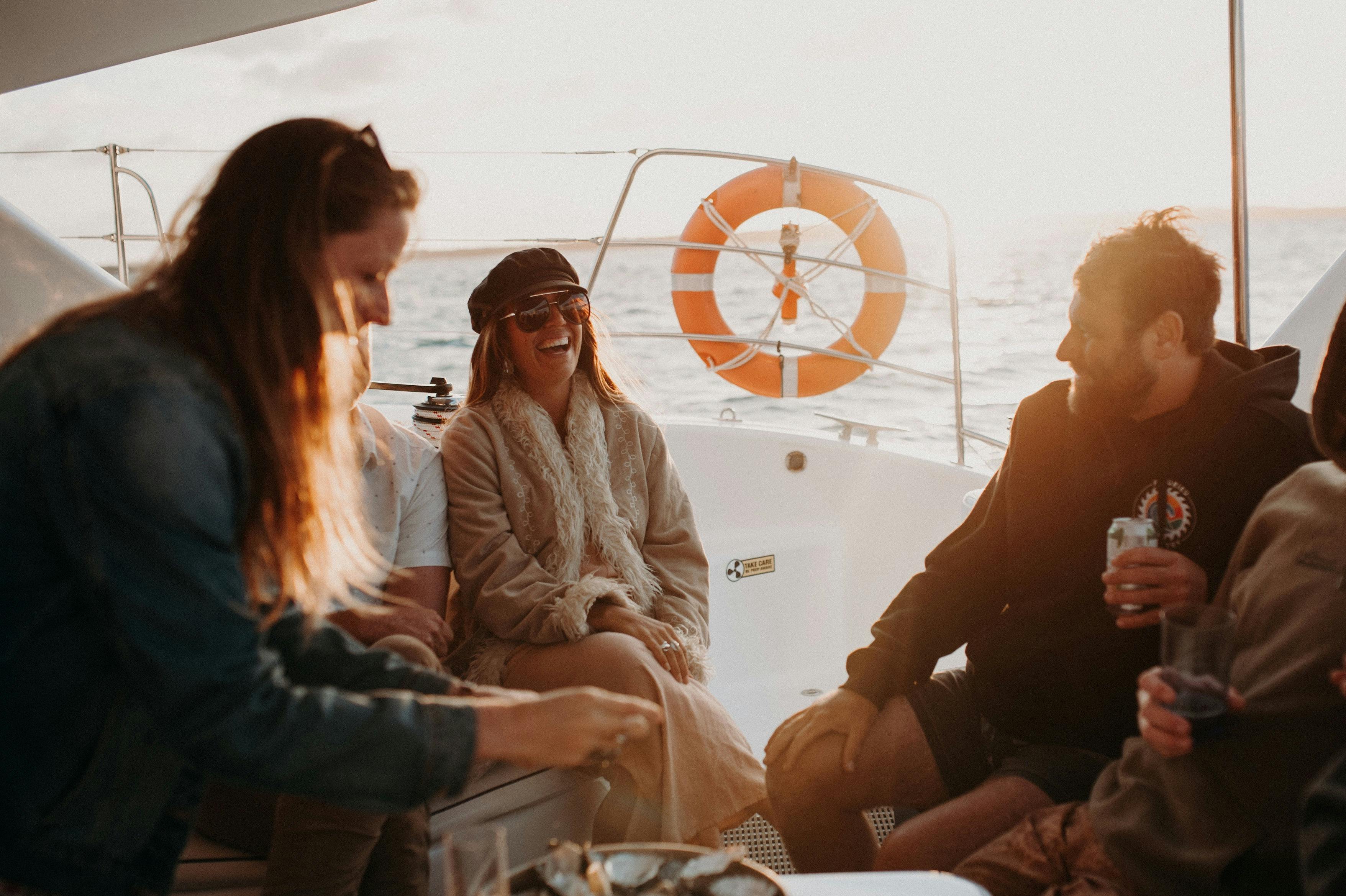 people having fun on a sunset cruise in Coffin Bay Eyre Peninsula