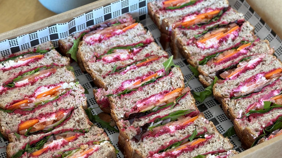 Boxes of nutritious and colourful sandwiches