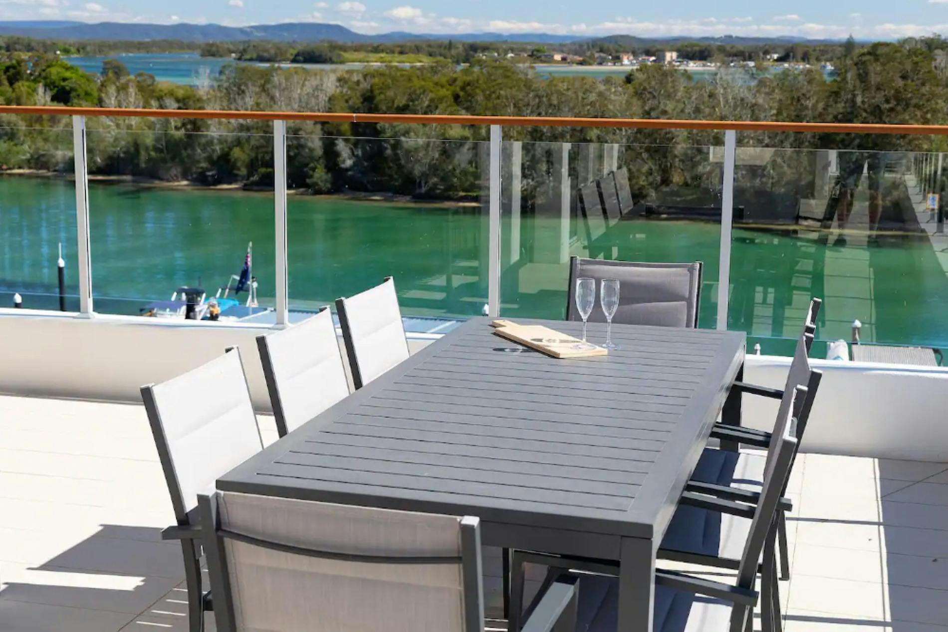 Balcony with unobstructed lake views