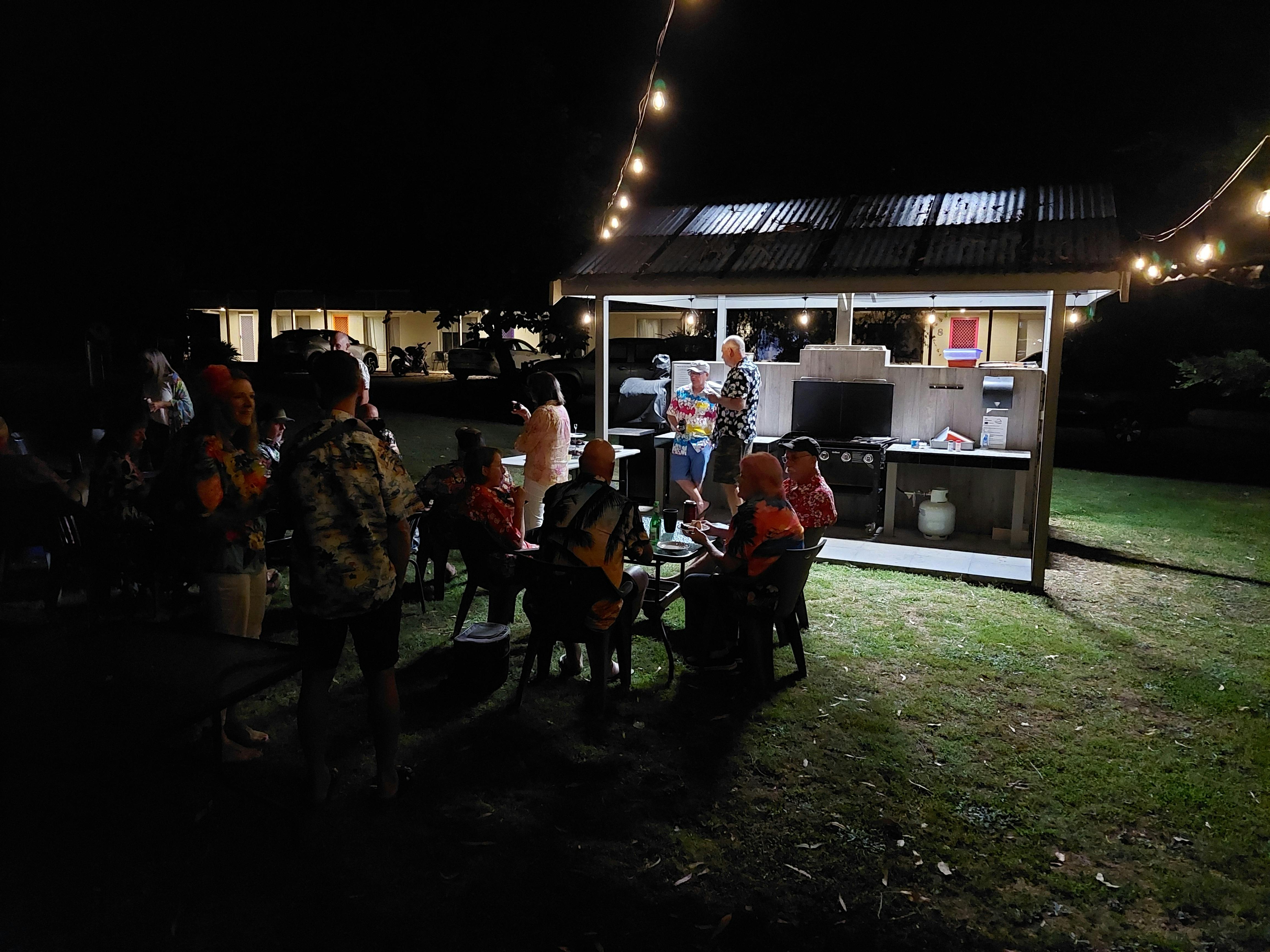 BBQ, Fire Pit with Festoon Lights