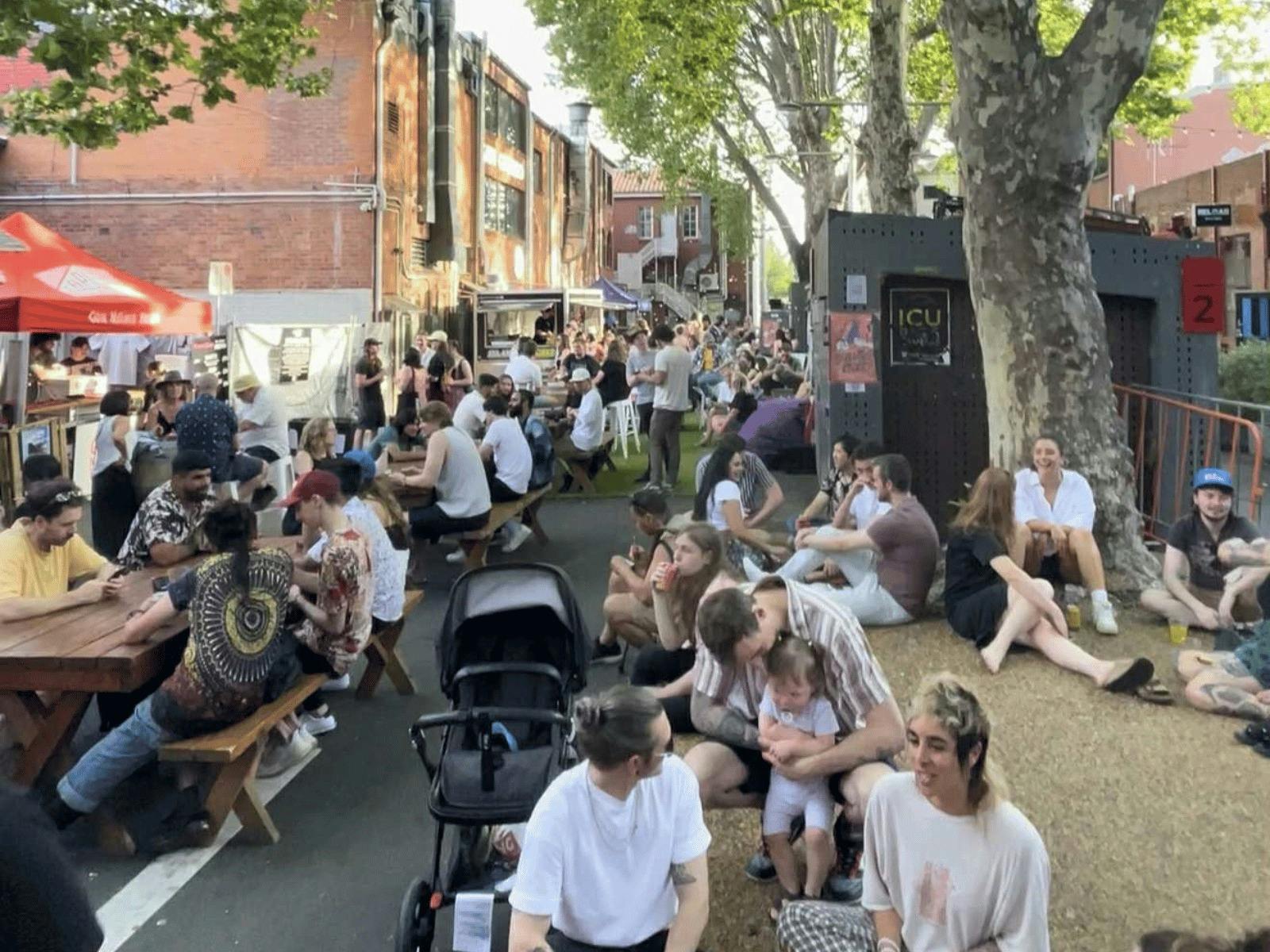 laneway full of people for festival