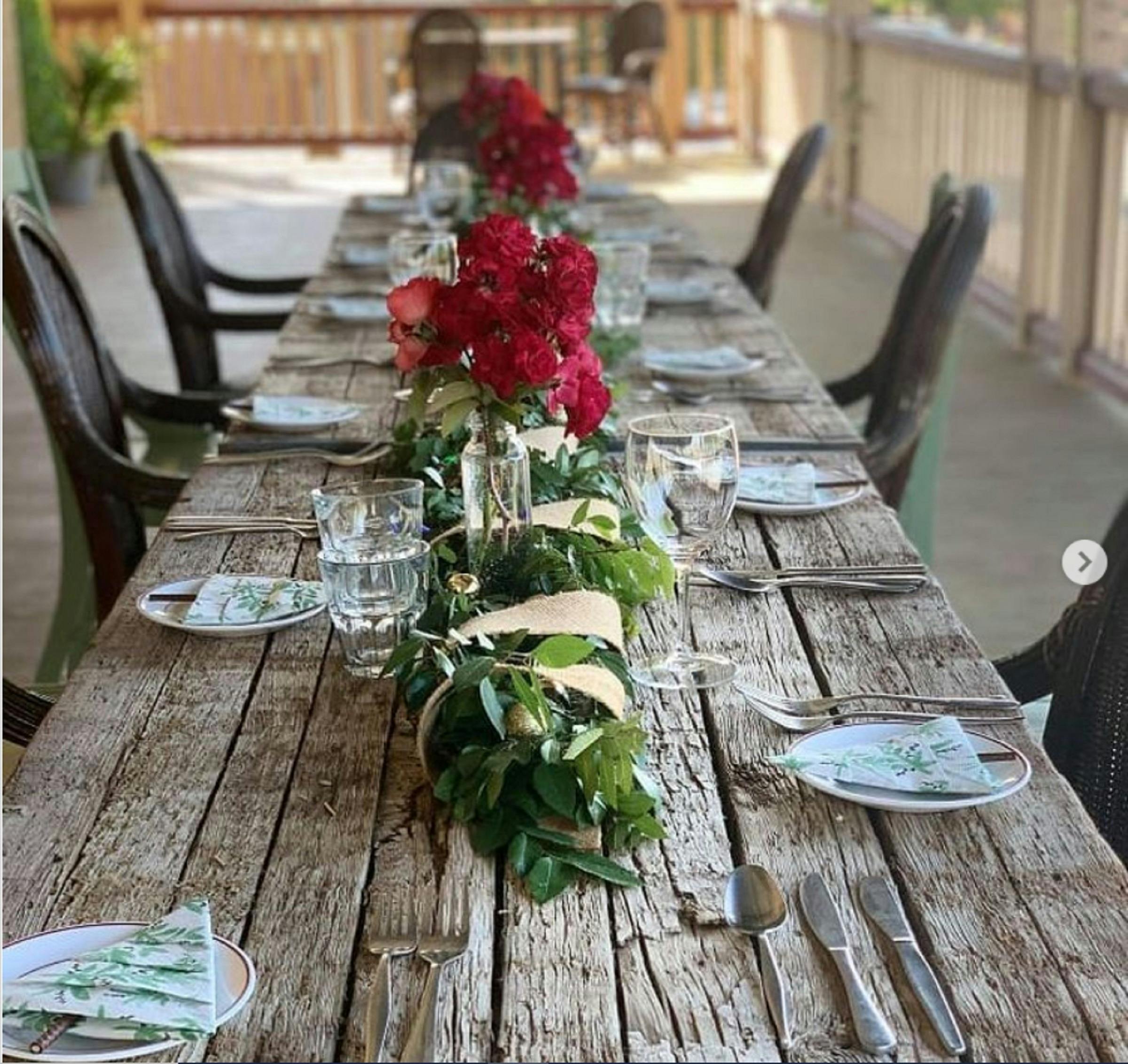 The verandah, Royal Hotel Adelong, set up for a function