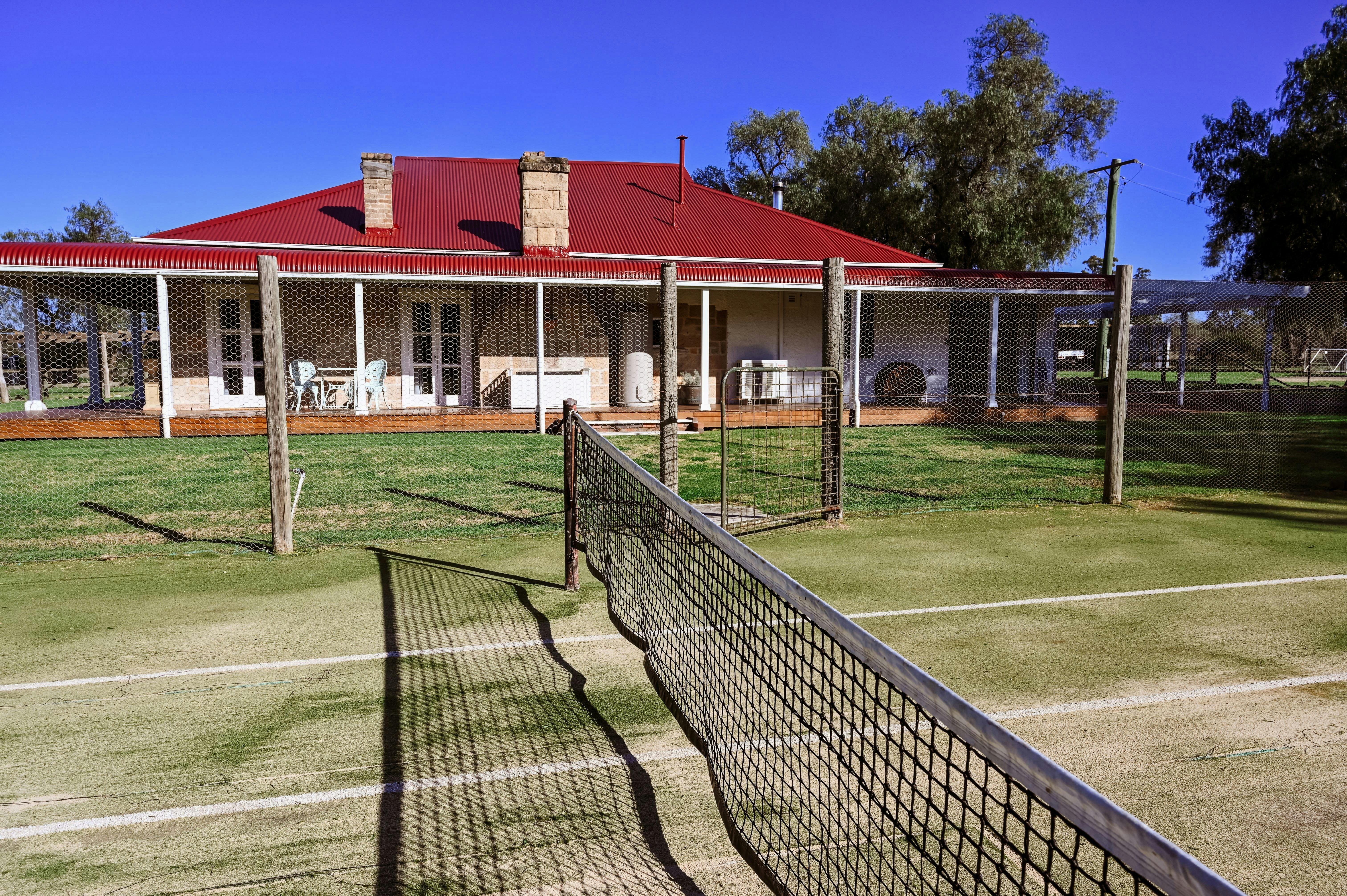 Myalla tennis court located only 10  metres from the homestead