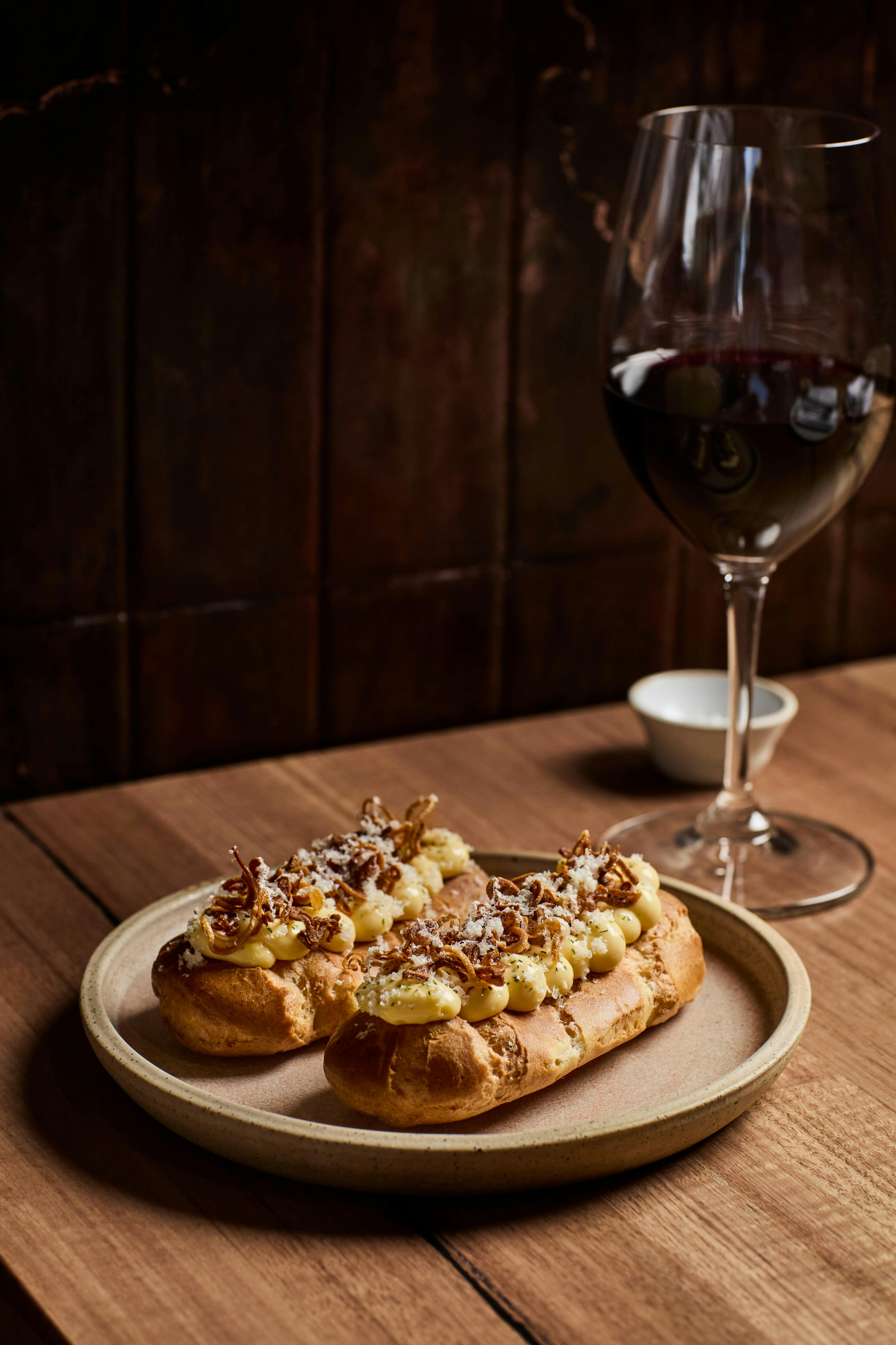 Cheese and onion eclair