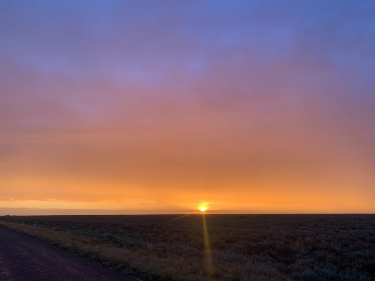 Sun going down on Hay Plains