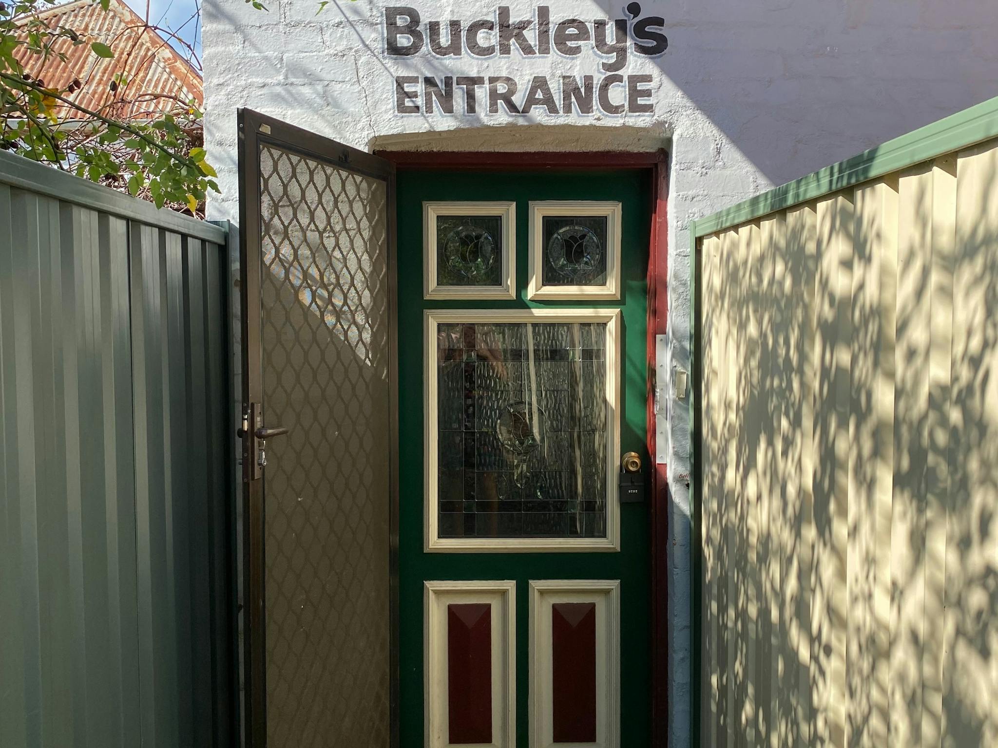Welcome to Bright Coworking at Buckley's. Access is from the rear of the building through this door.