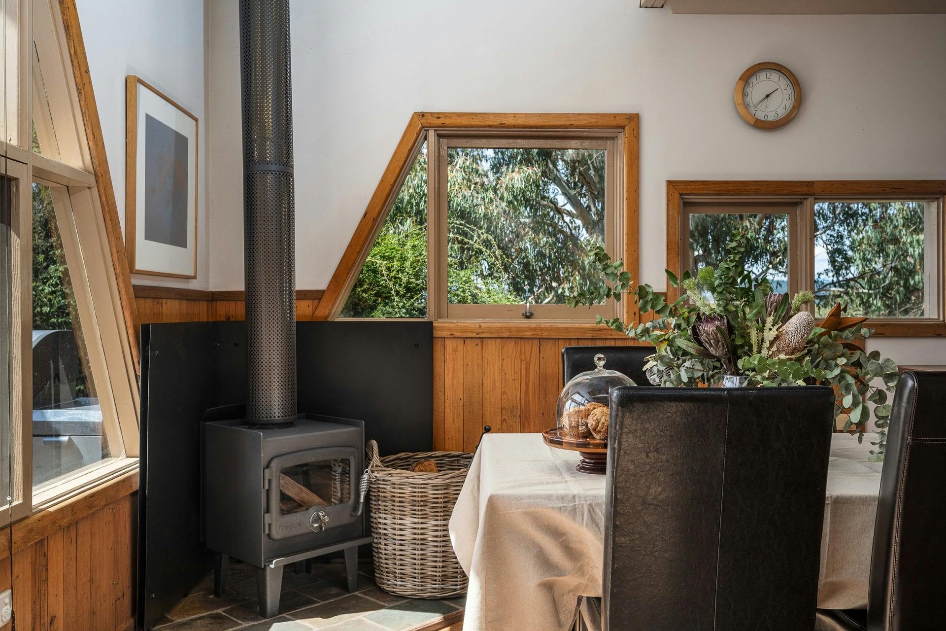 Dining Area with corner fireplace