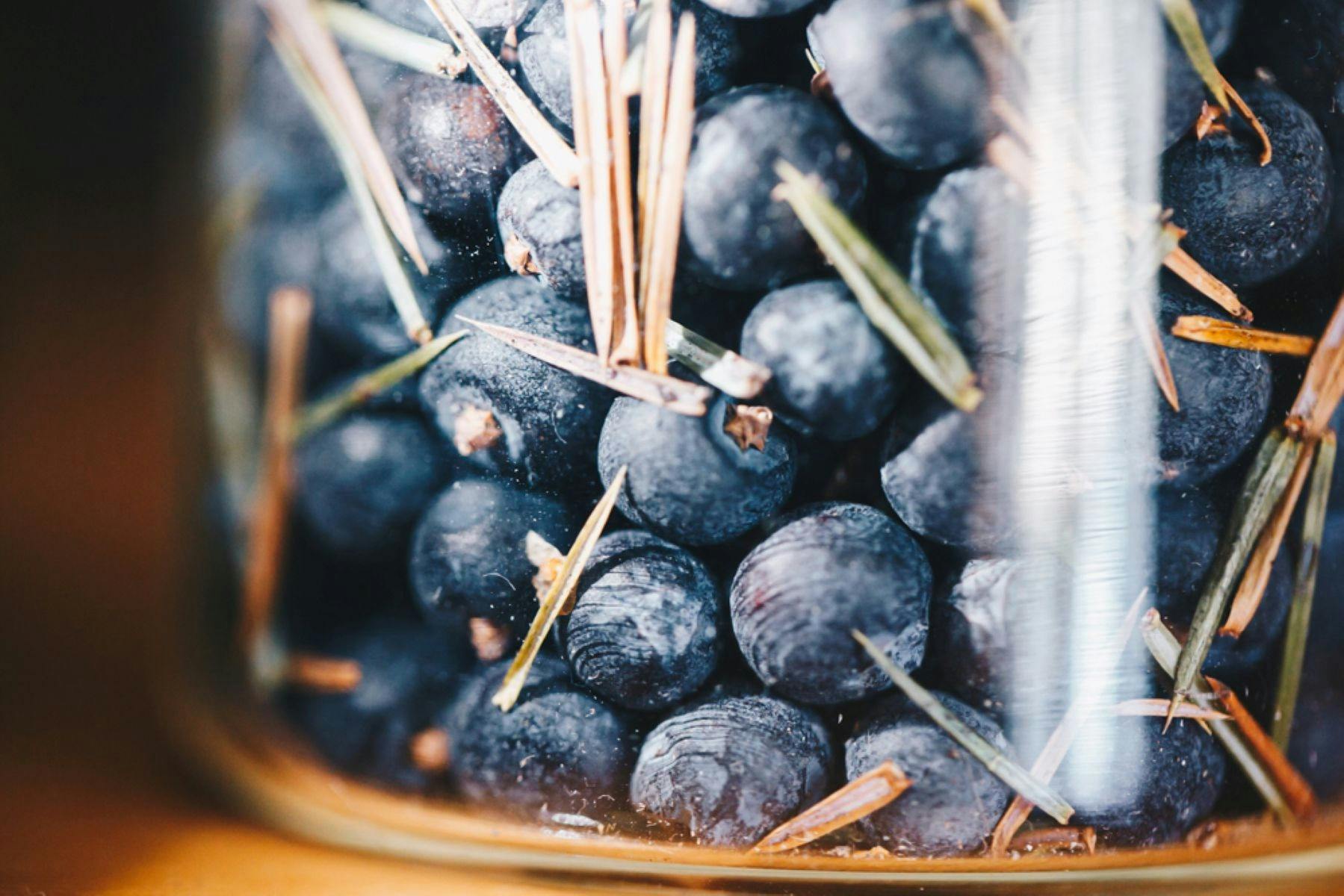 Jar of juniper berries