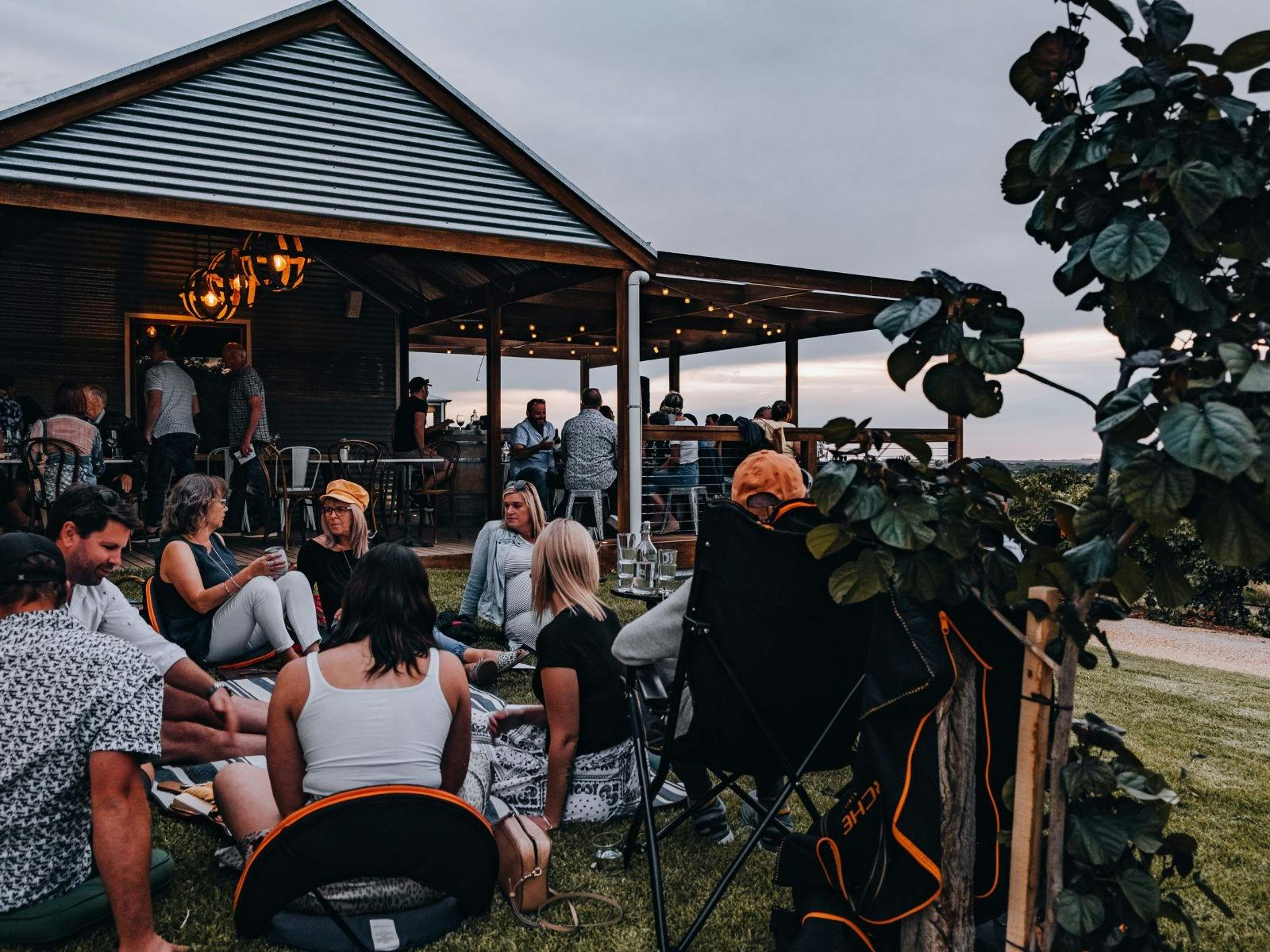 Seabrook Wines event photo with people enjoying wine on lawns