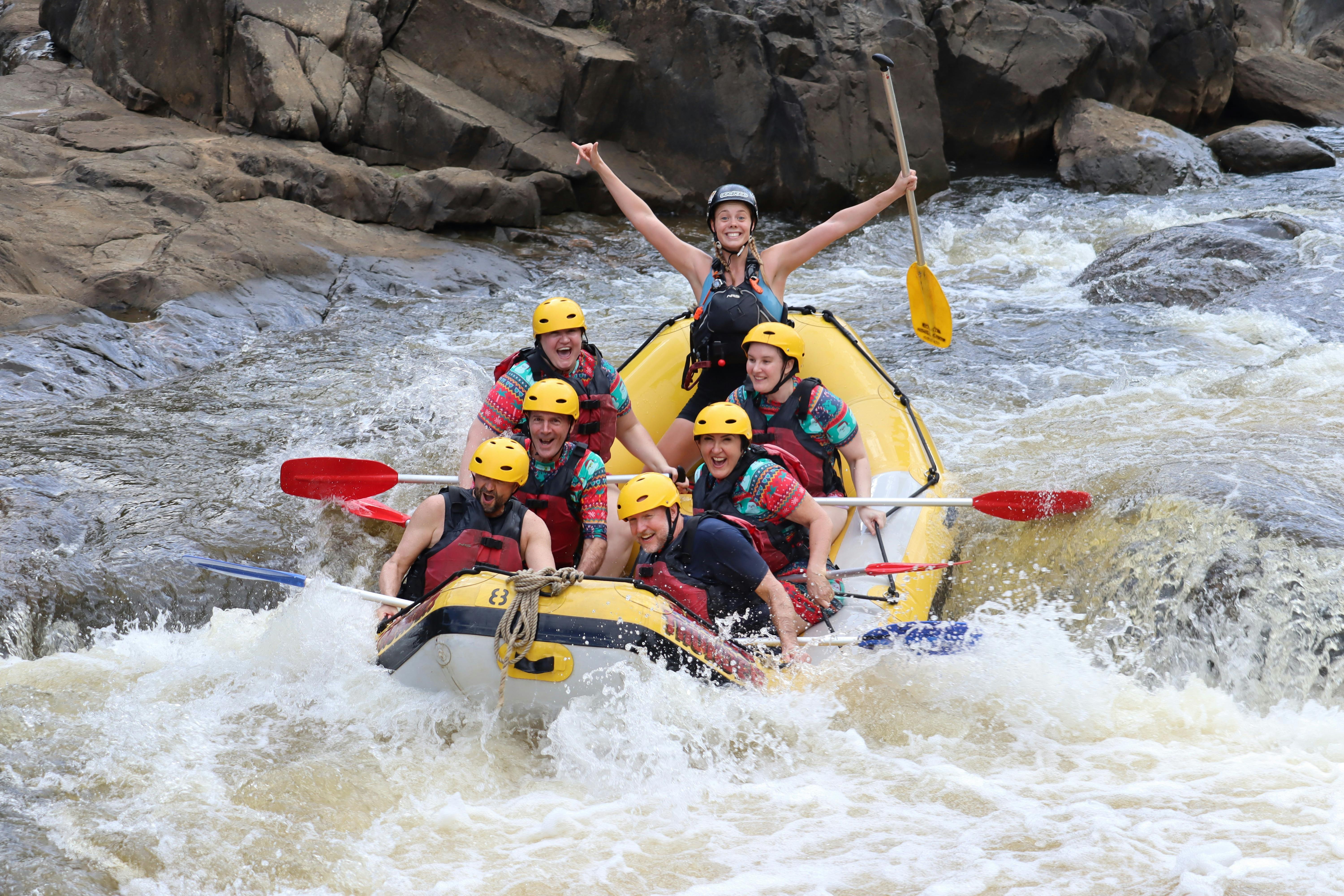 Big Smiles and Excitement White Water Rafting on the Barron River in Tropical North Queensland