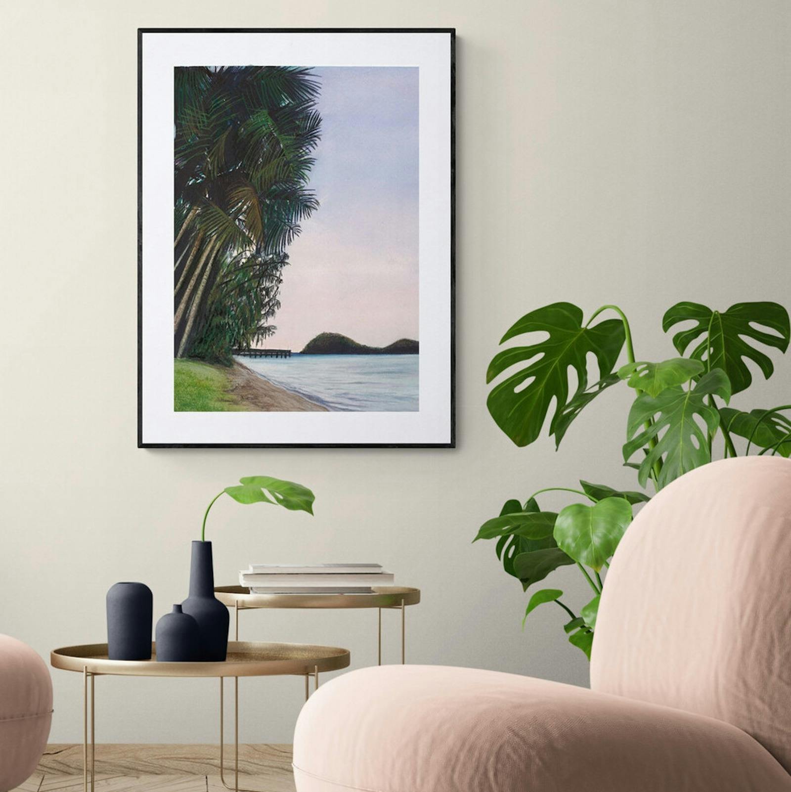 Watercolour Painting of Double Island, Natalie Lorentzen Palm Cover