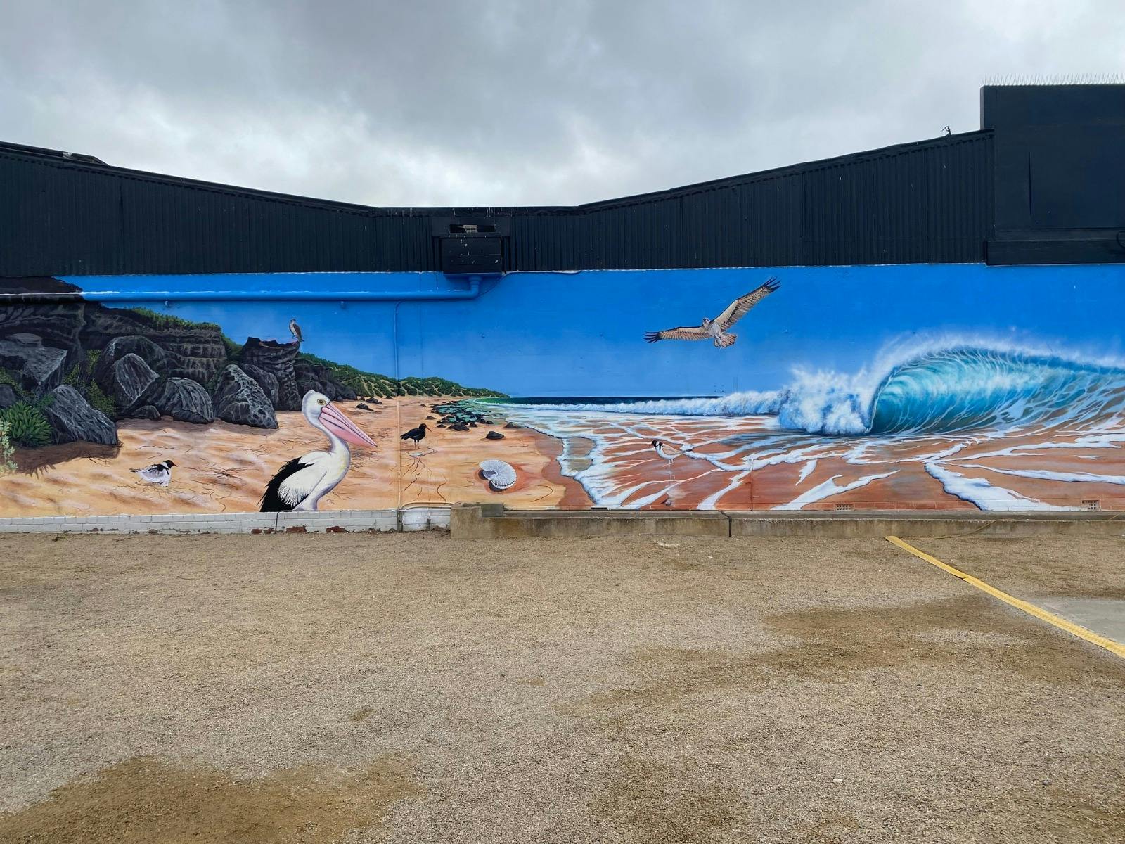 Coastal Mural at Warooka Hardware Store, artist Jason Swales, Rachelle Plazeriano and Jasmine Swales