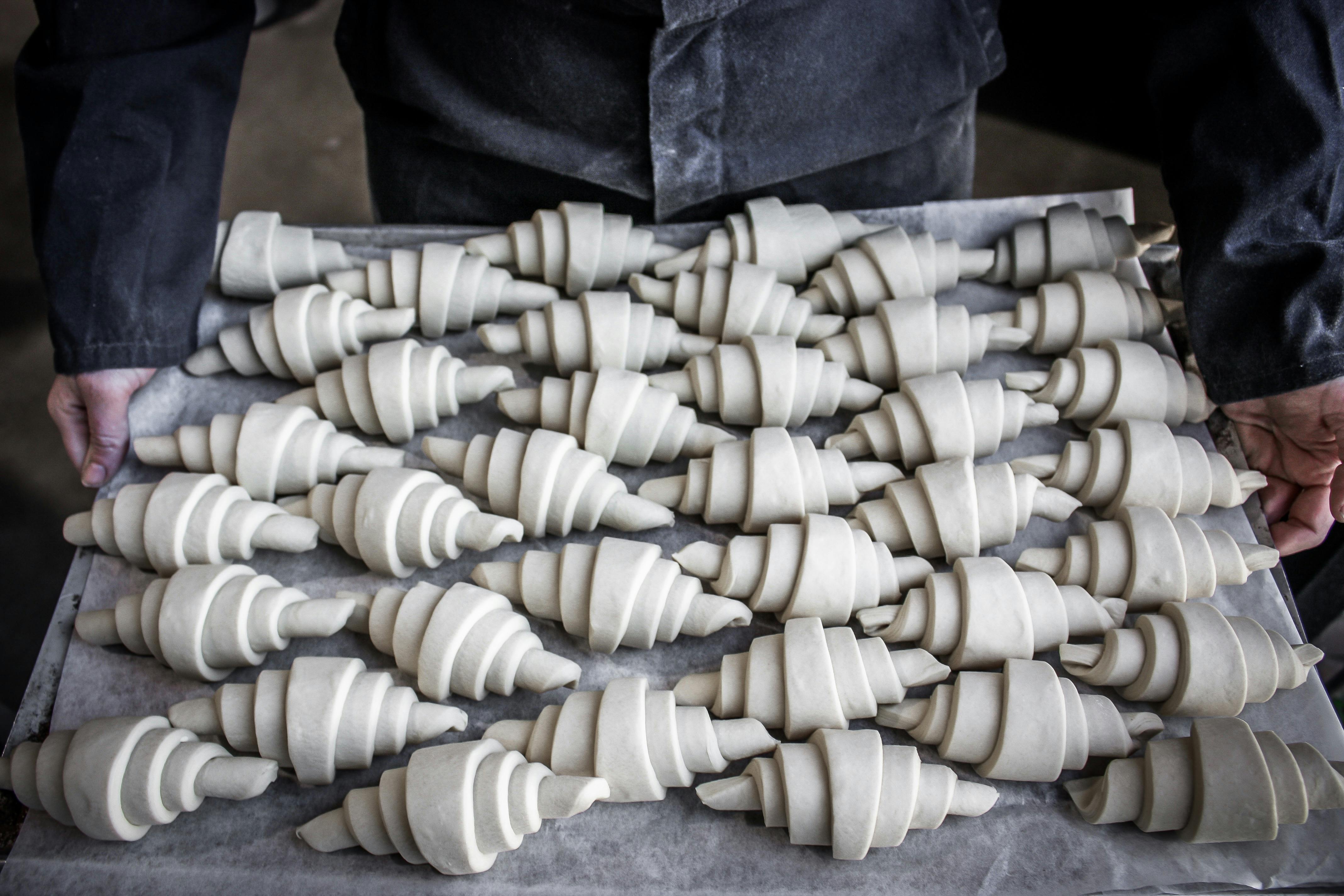Rolled Croissants ready to proof and bake