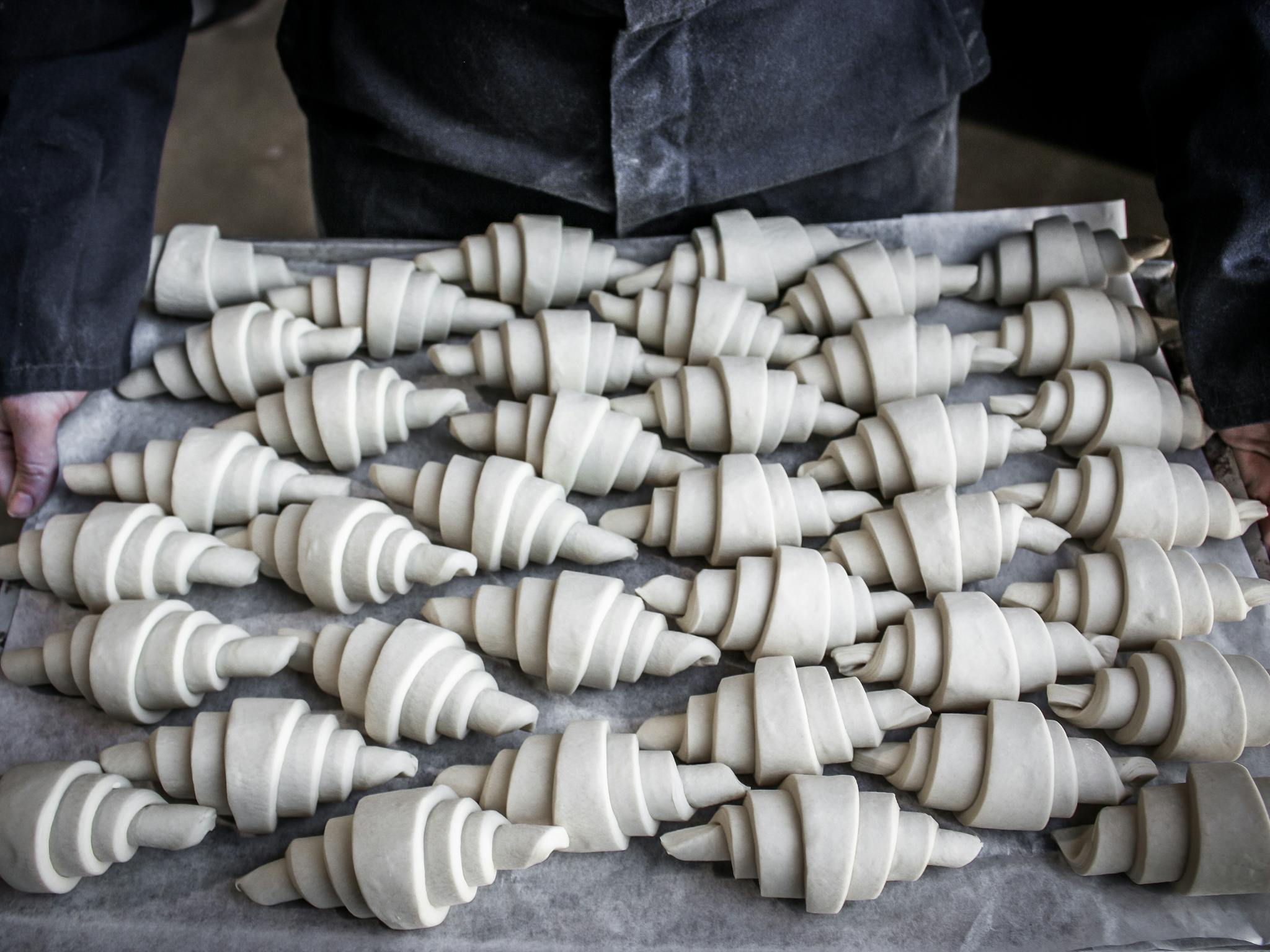 Rolled Croissants ready to proof and bake