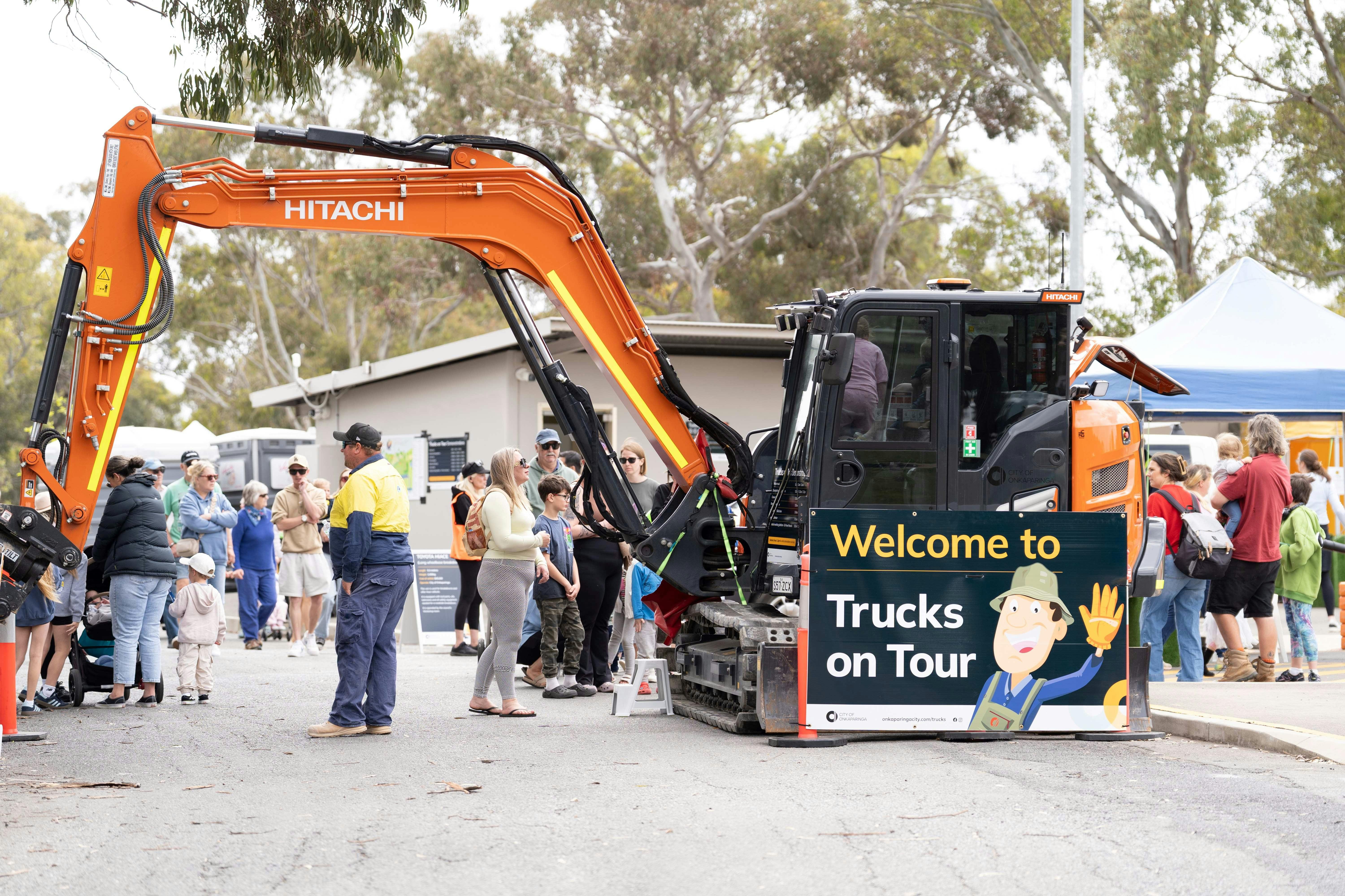 Large crane with Trucks on Tour sign