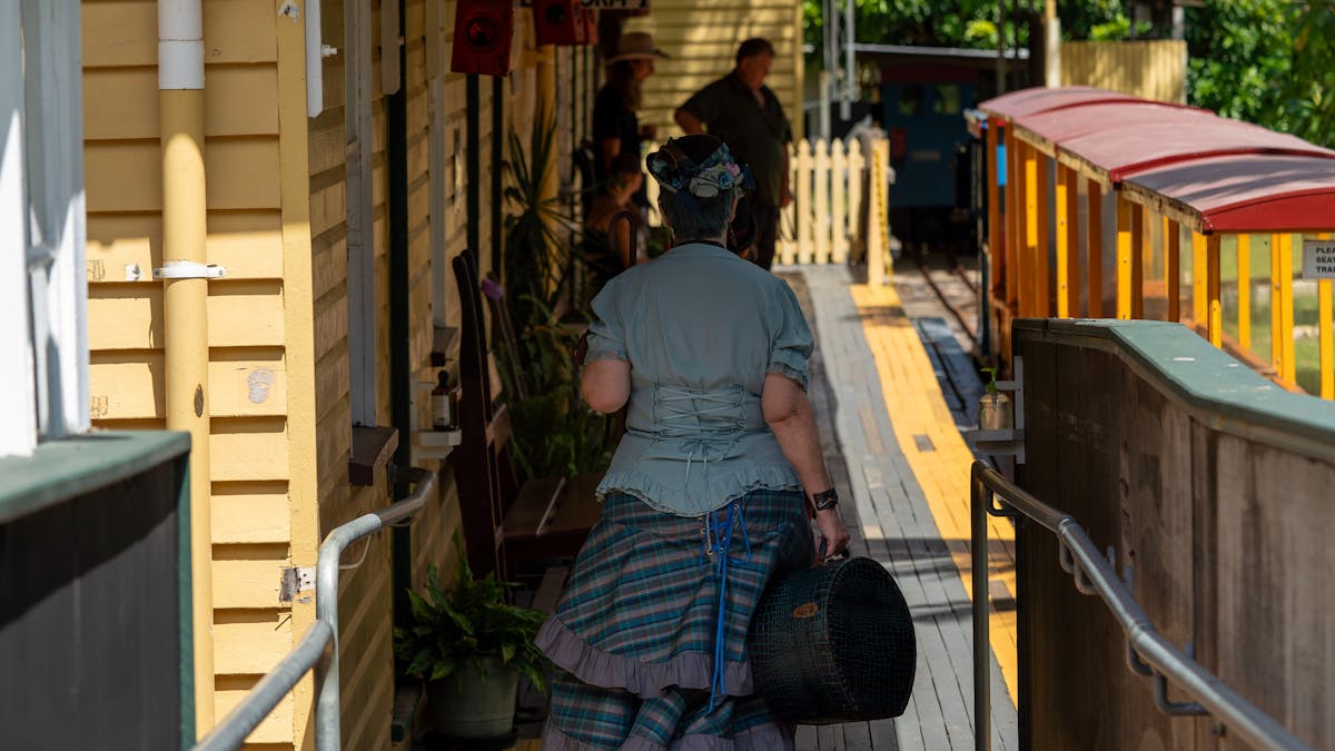 The Village has a train ride departing from the original Caboolture Train Station .
