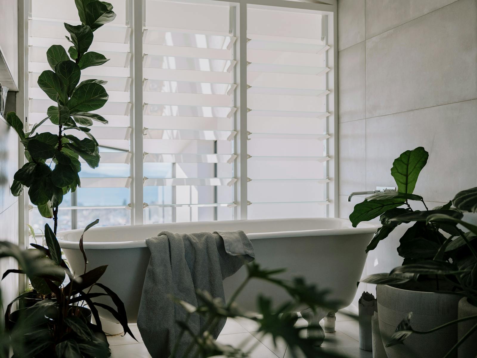 The loft bathroom, adorned with lush indoor plants, offers a sanctuary of indulgence.