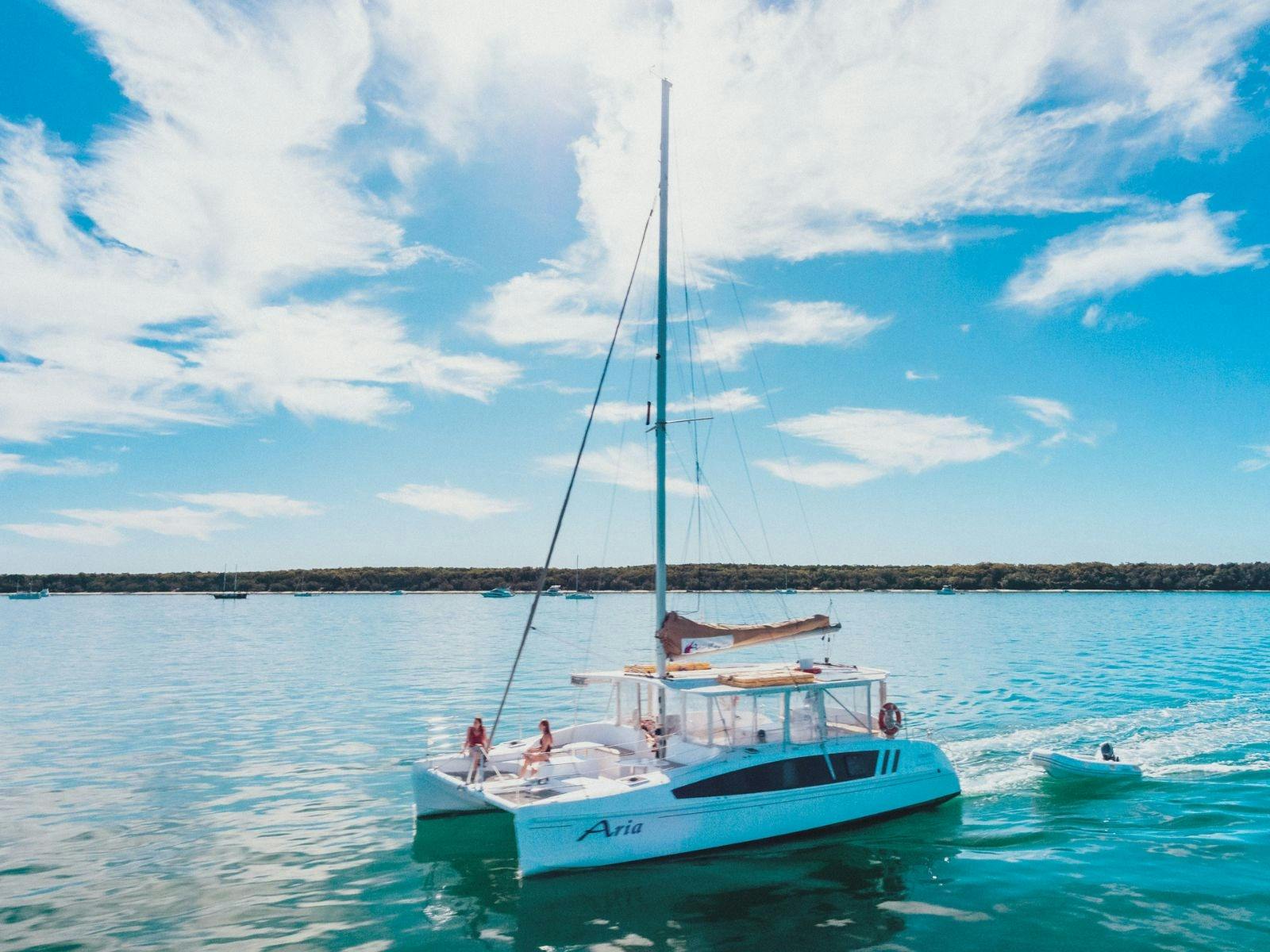 Cruising along the water.