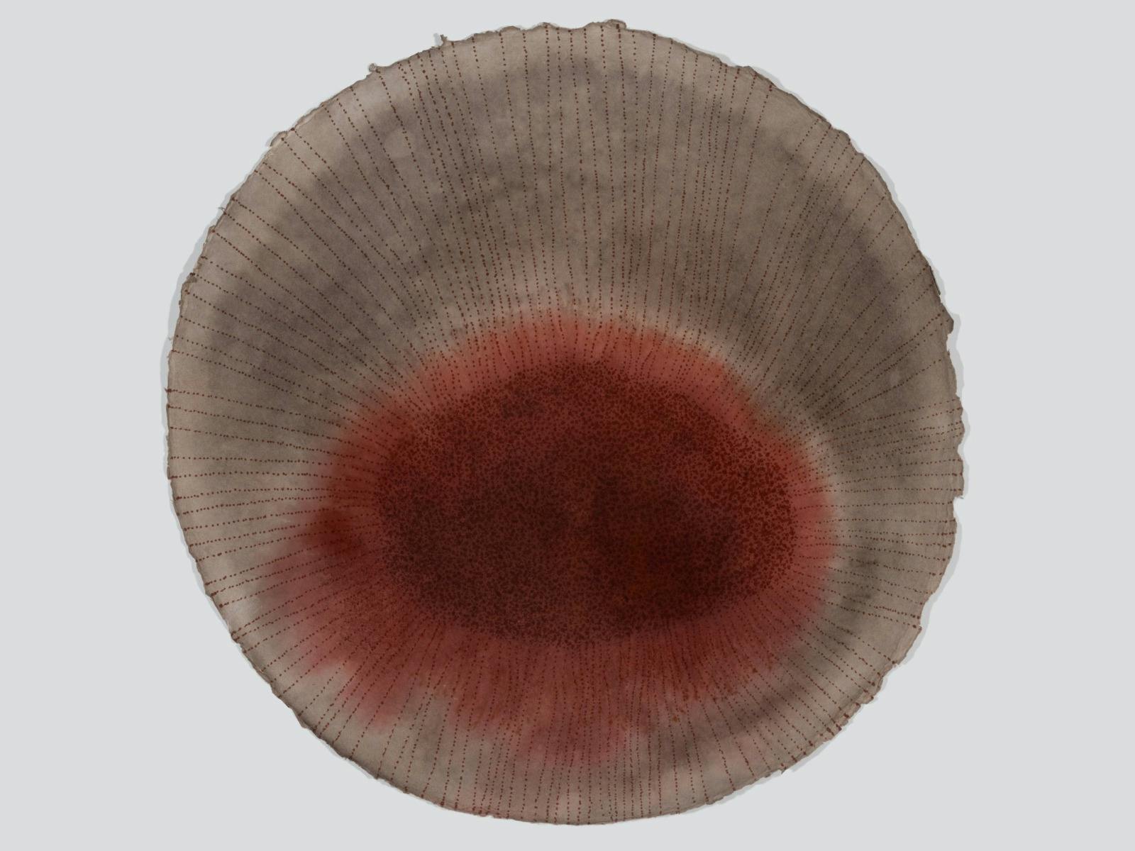 Artwork by Ian Friend titled Wound Response #1.  Made in 2024-2025 with Gouache, ink on Khadi paper