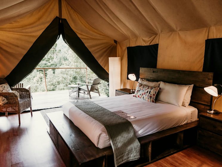 Perched on the hill, this glamping experience offers stunning views
