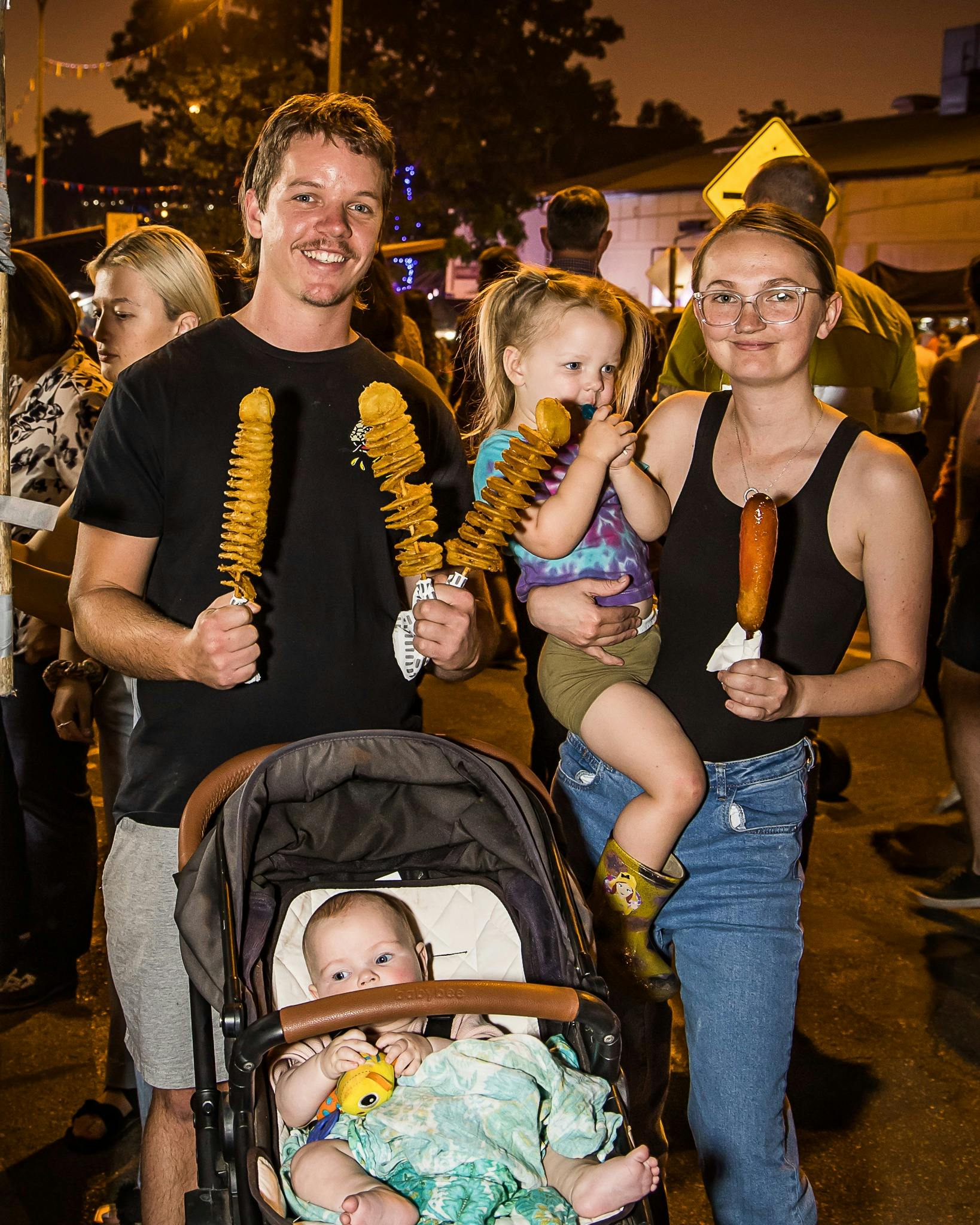 Family Enjoying Show Food