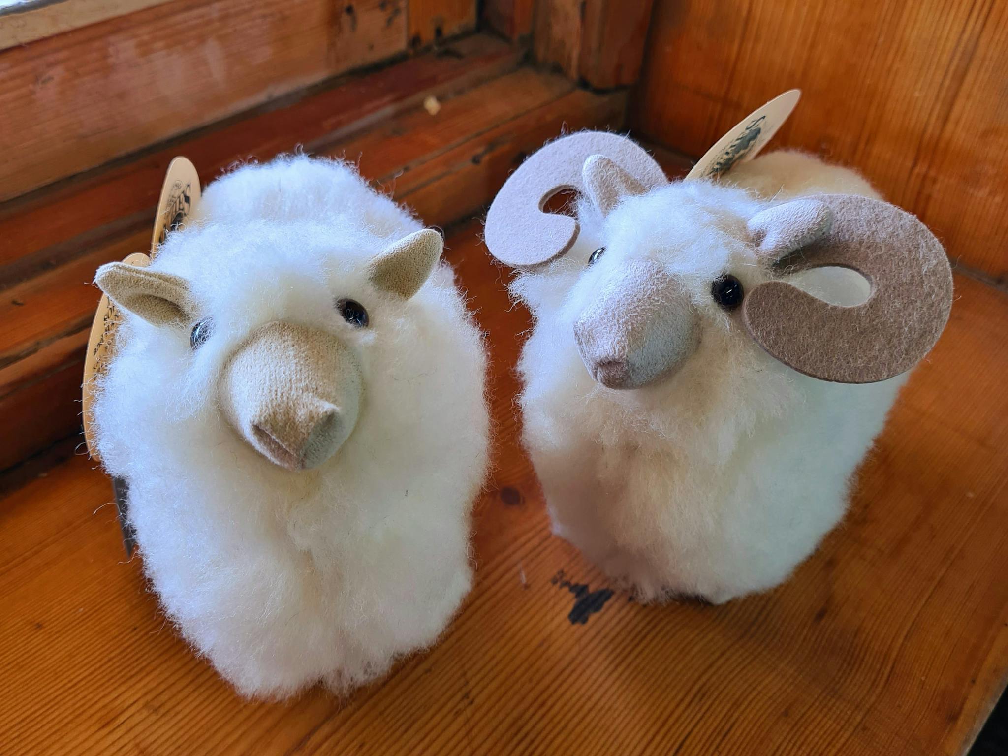 Cuddly woollen toy sheep displayed in the Station Store at Bungaree Station