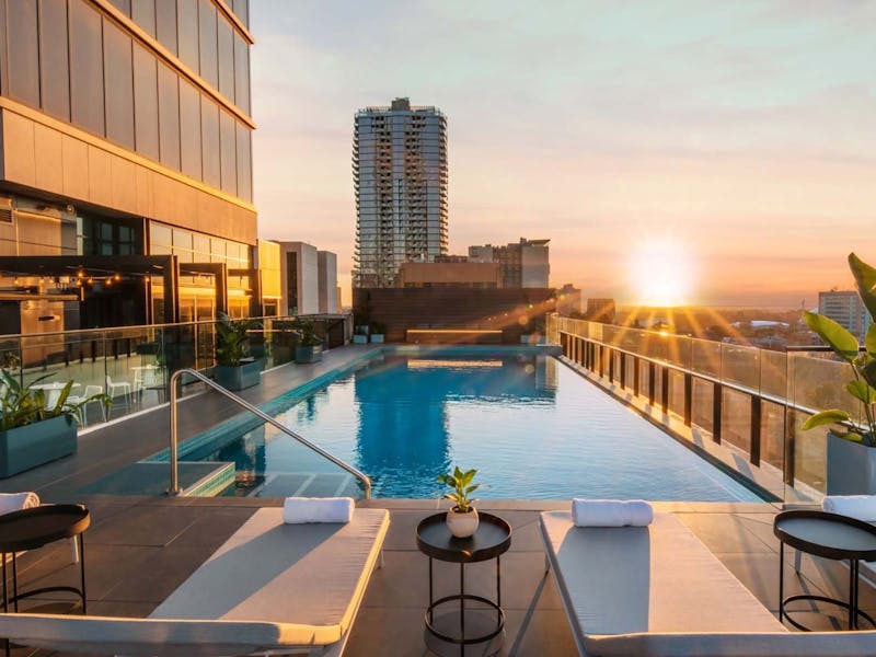 Adelaide's newest high rise heated infinity pool with views and pool side bar, Luna10.