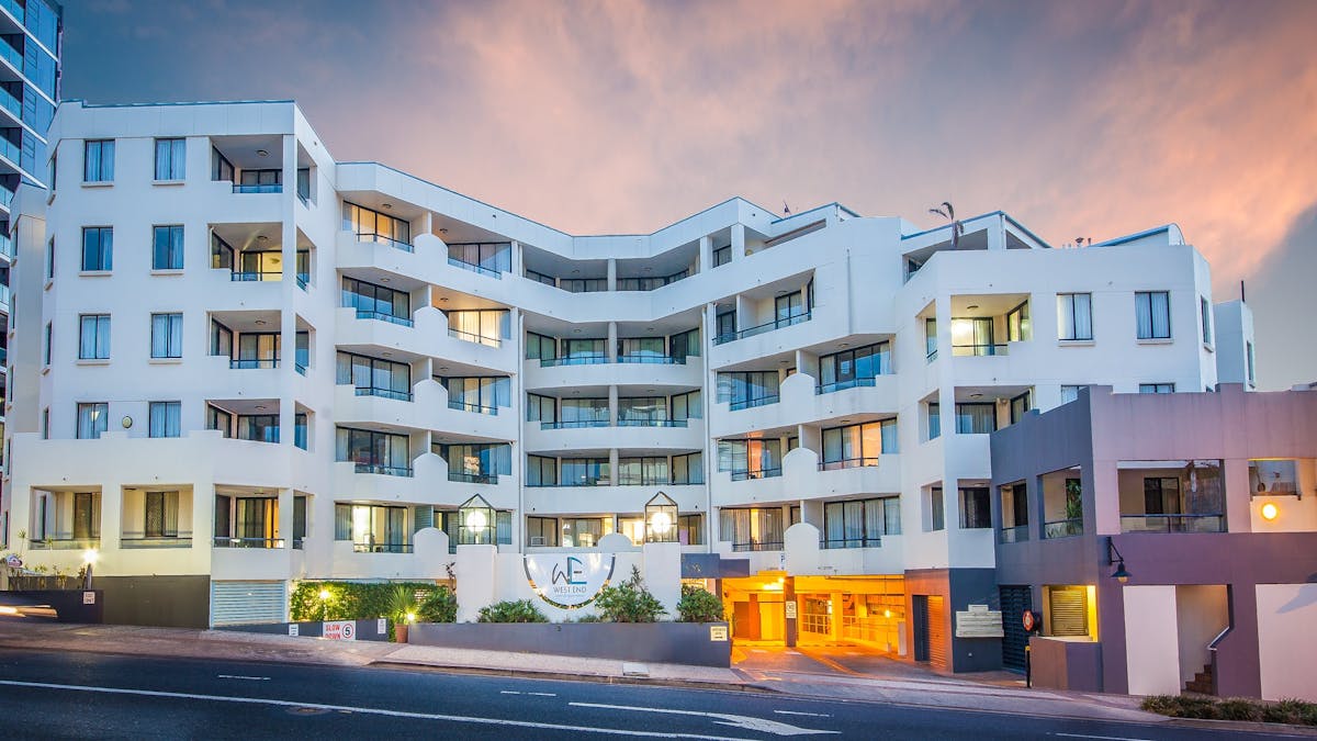 Outside and entrance of West End Central Apartments