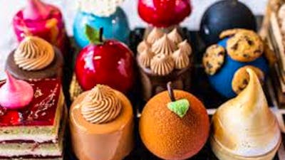 A selection of colourful cakes