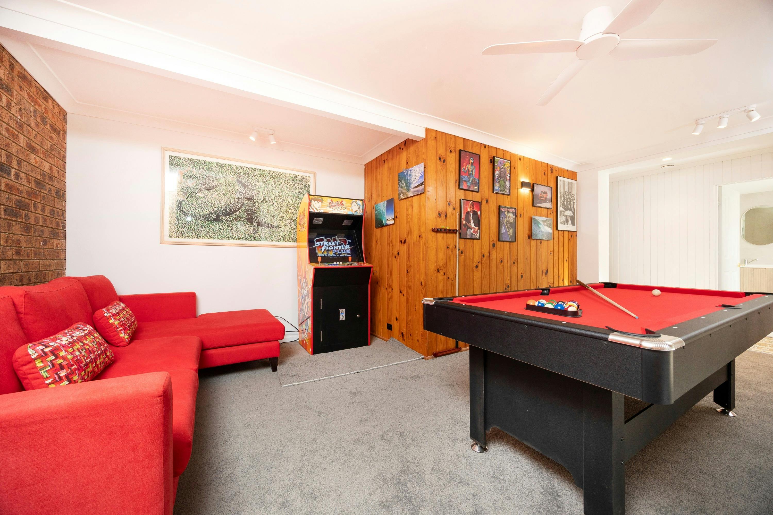 Games room with pool table
