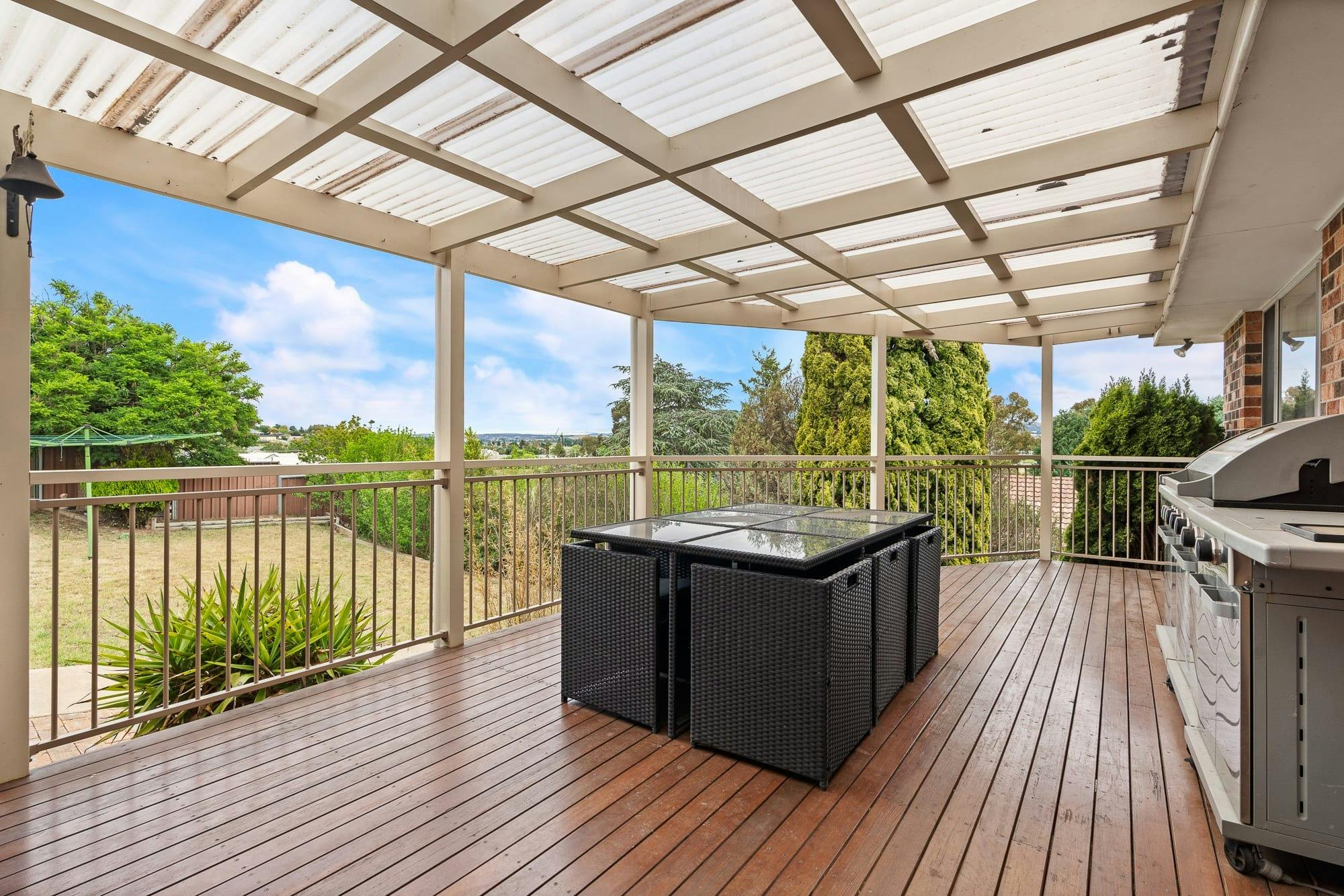 Undercover deck with outdoor furniture