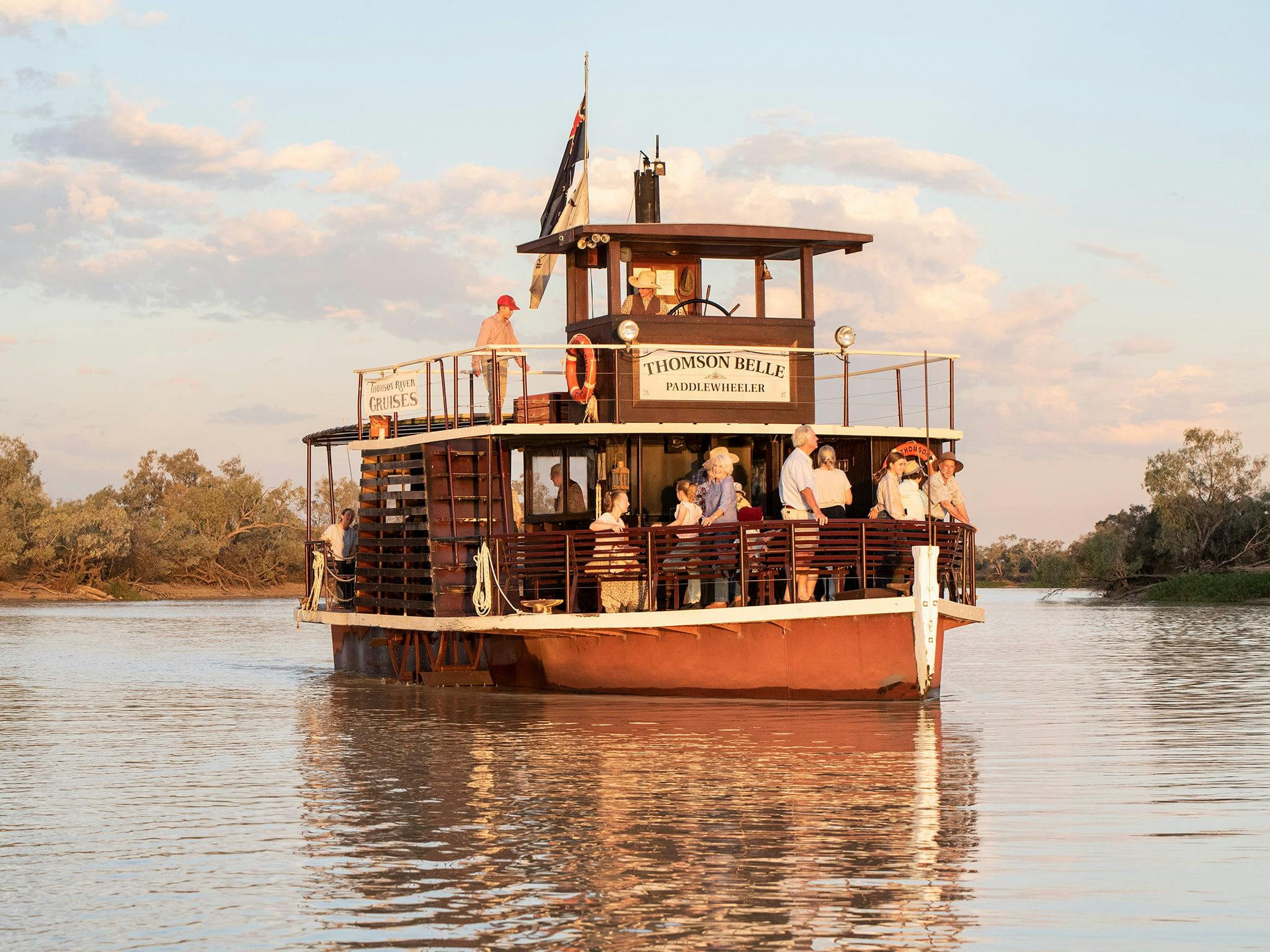 The Thomson Belle paddlewheeler cruising on the Thomson River, Longreach