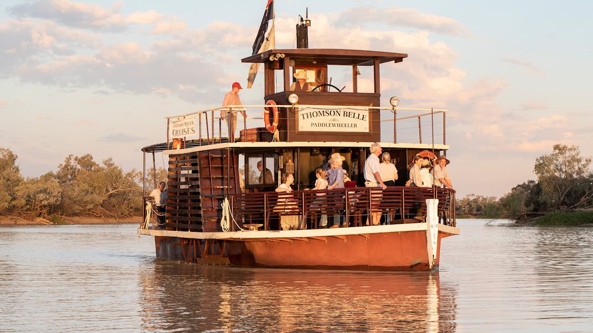 The Thomson Belle paddlewheeler cruising on the Thomson River, Longreach