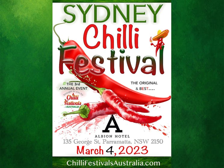 SYDNEY CHILLI FESTIVALS on March 4th 2023 from 11am til 4pm