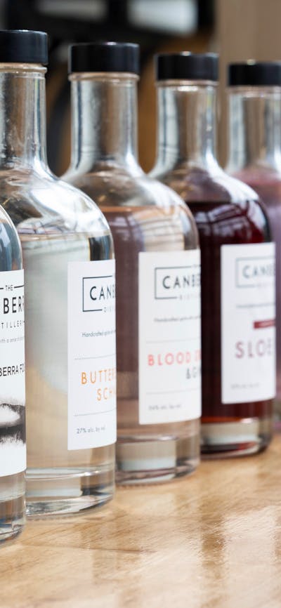 The Caberra Distillery Products all in a line