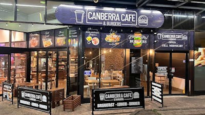 Cafe front showing signage of Canberra Cafe
