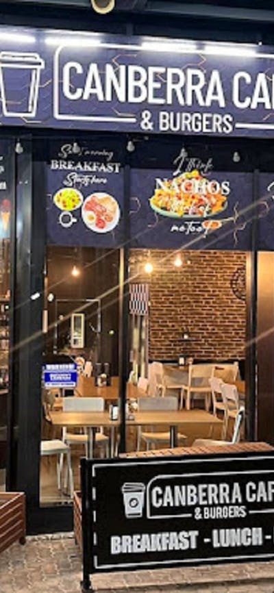 Cafe front showing signage of Canberra Cafe