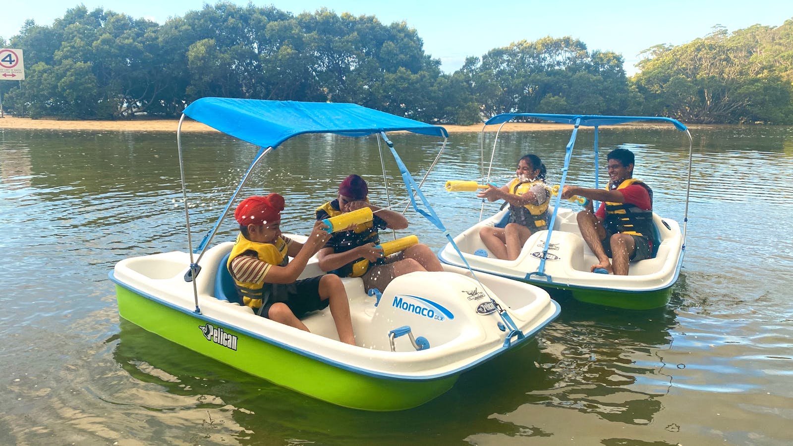 Water gun action on our pedal boats!