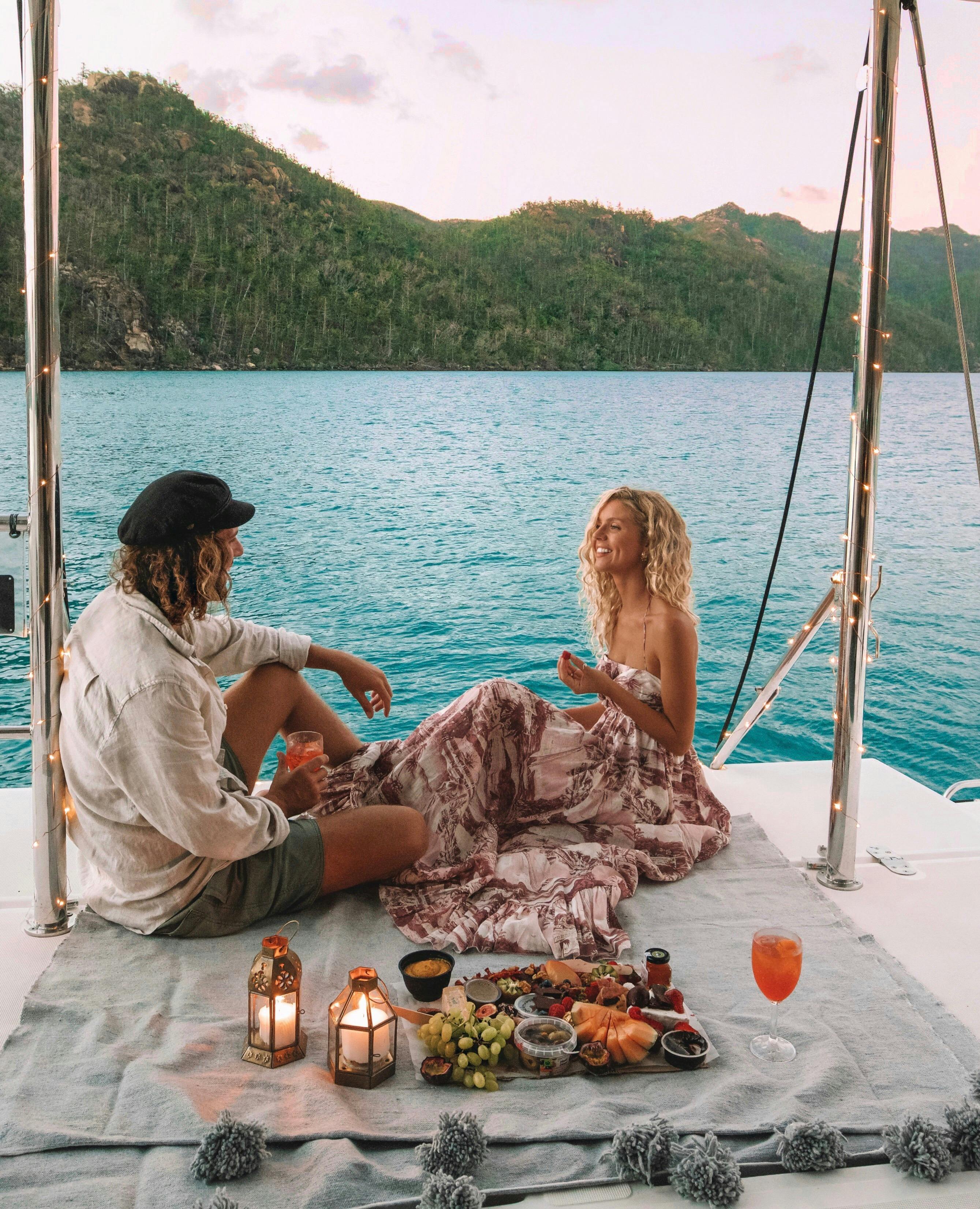 Make your Yacht Charter holiday special with a romantic picnic for 2 onboard one of our Catamarans