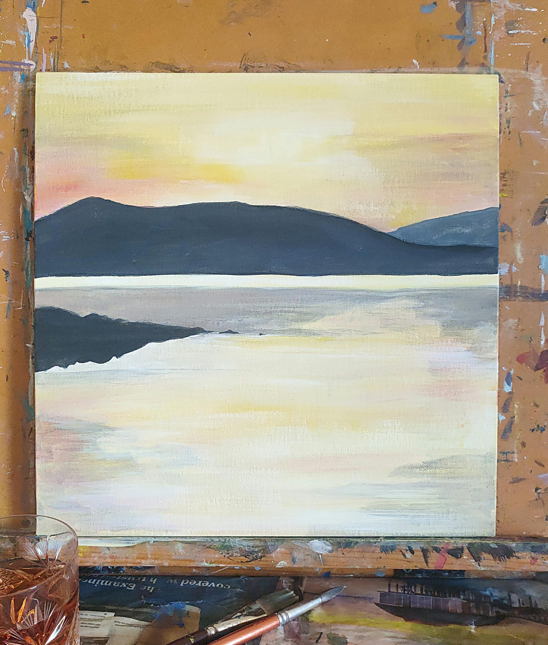 Lewisham, Tasmnaia, sunset, bay, paint, painting, sip, beginner,