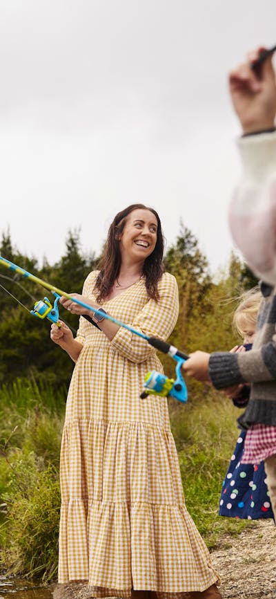 Female with fishing rod at Pejar Dam