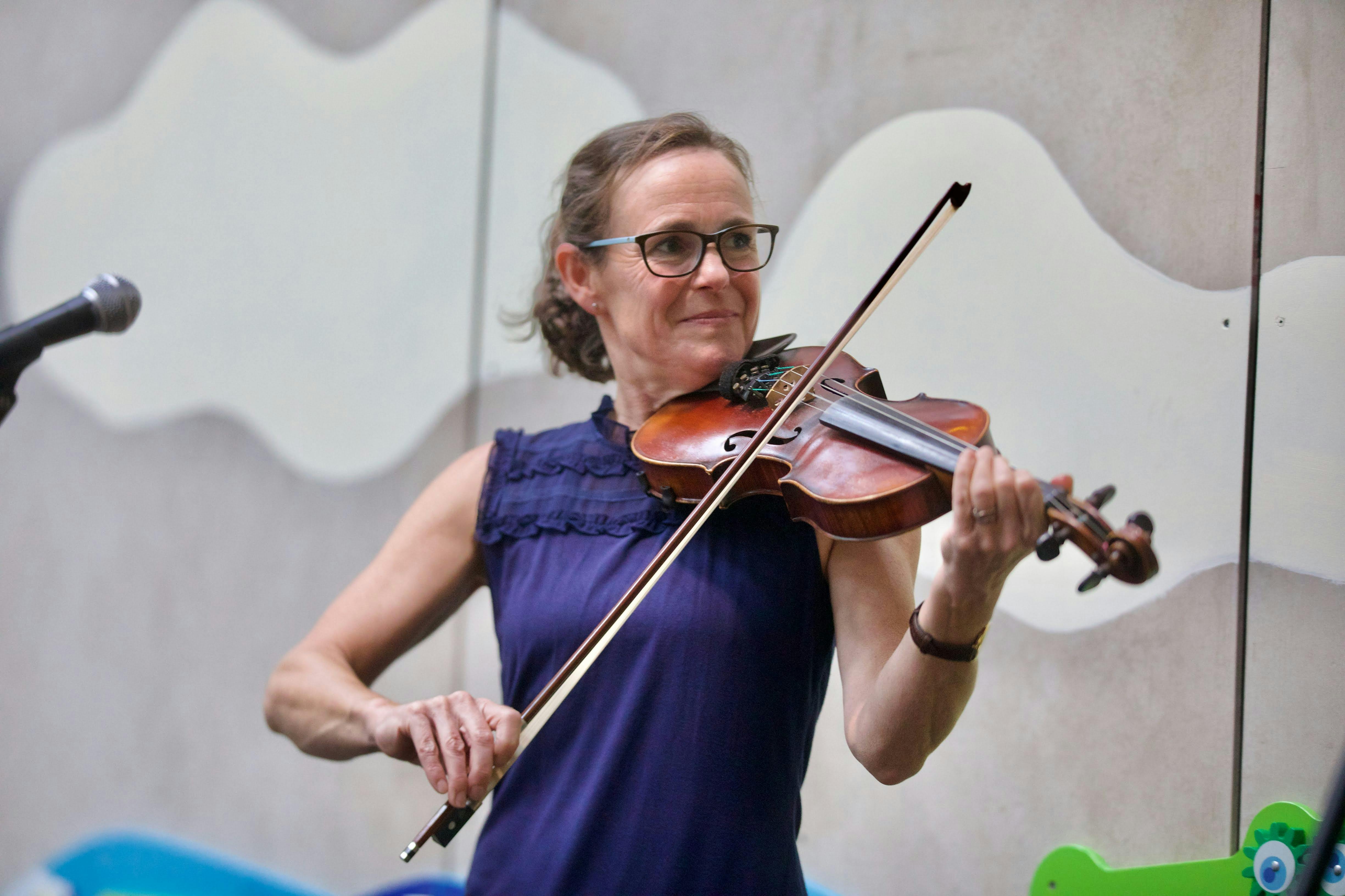 Female violinist on stage