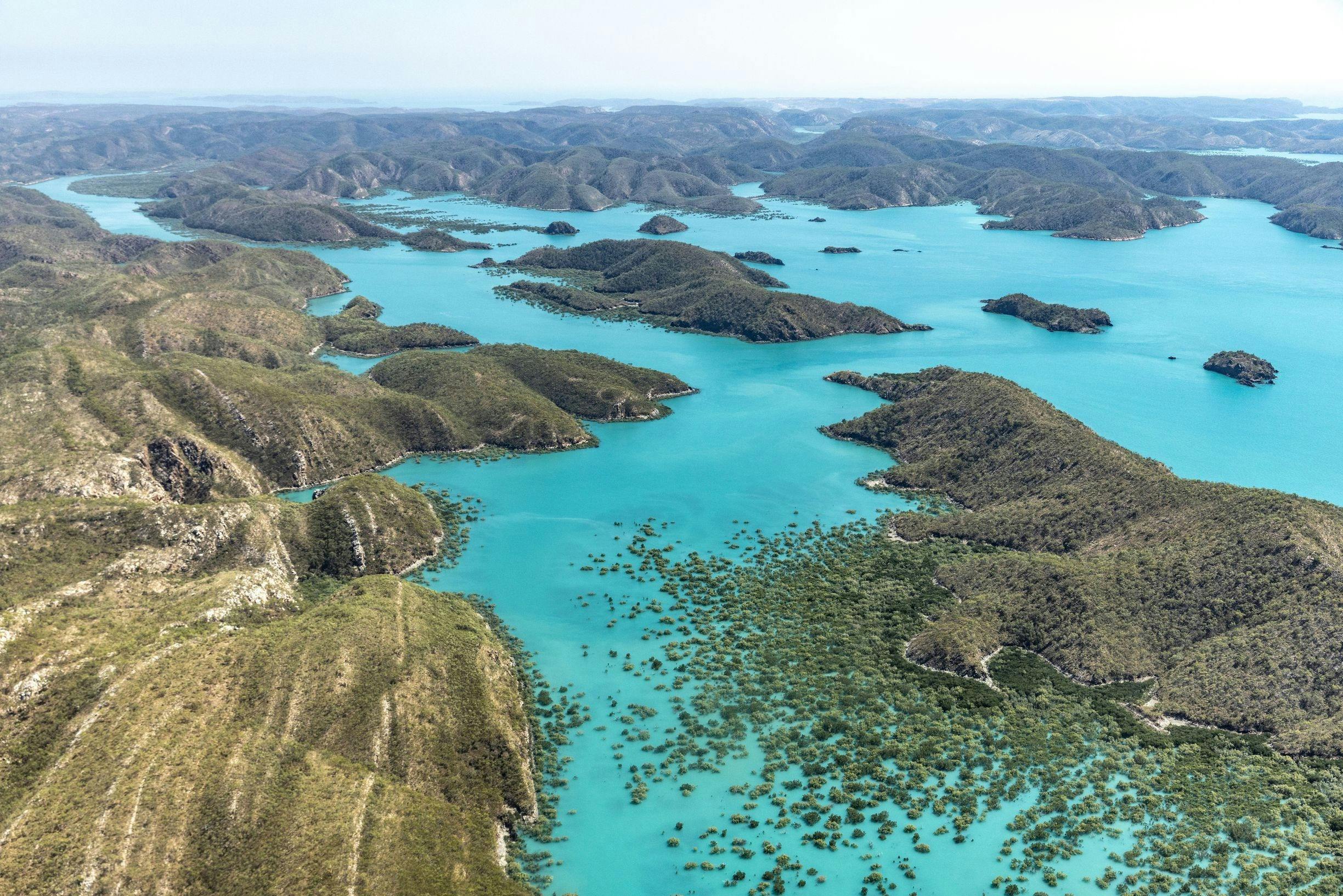 Islands and coastline in Talbot Bay, Lalang-gaddam Marine Park in the Kimberley Western Australia