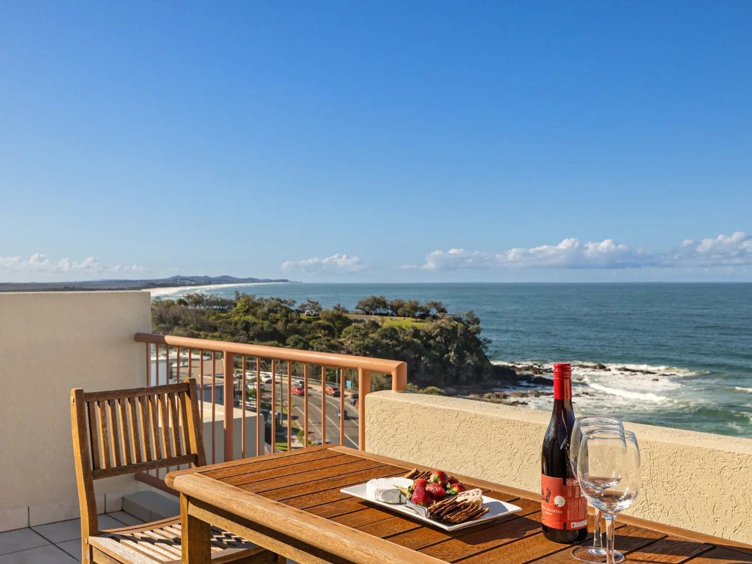 Rooftop balcony with ocean views