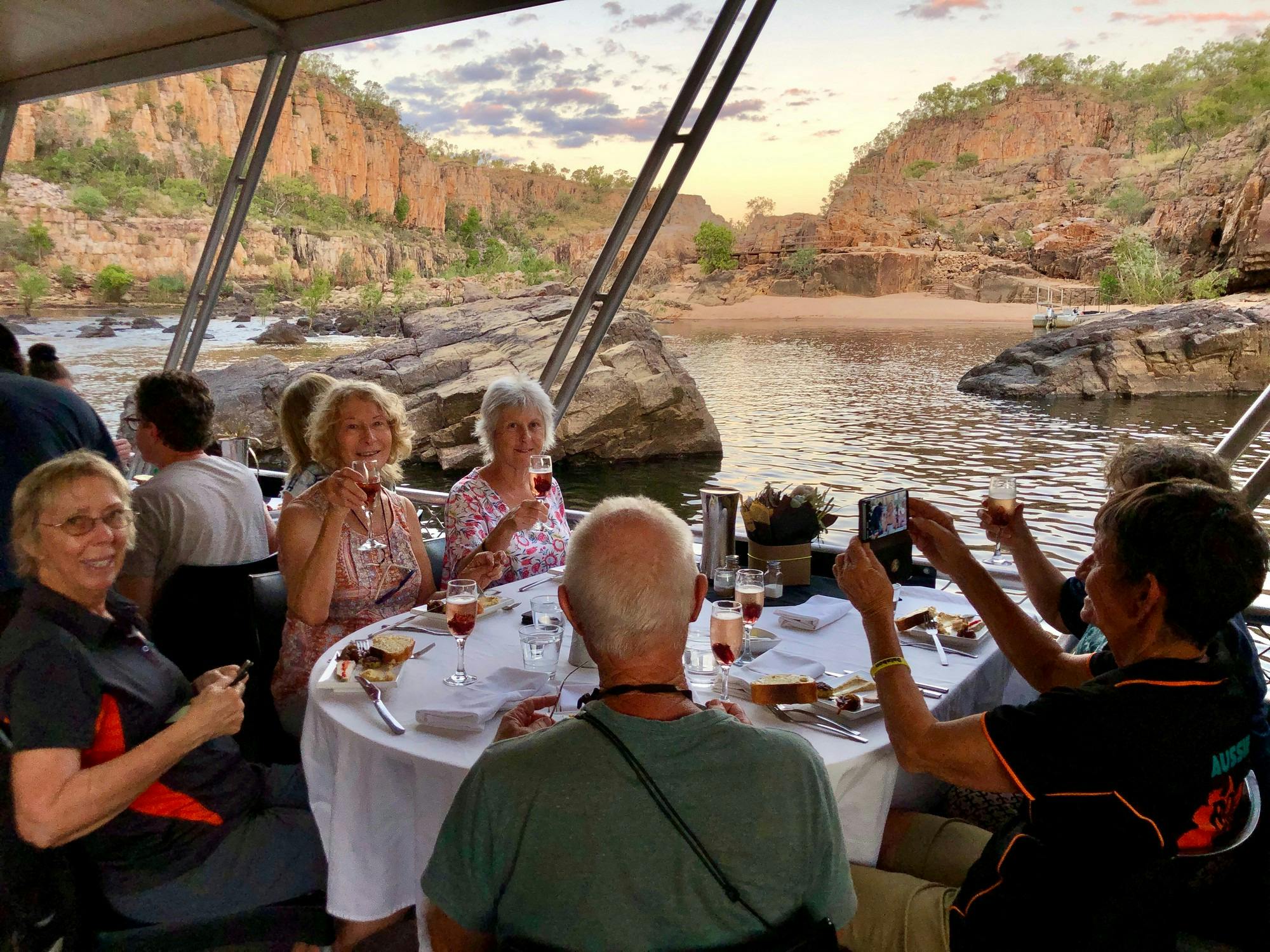 people having dinner on river cruise