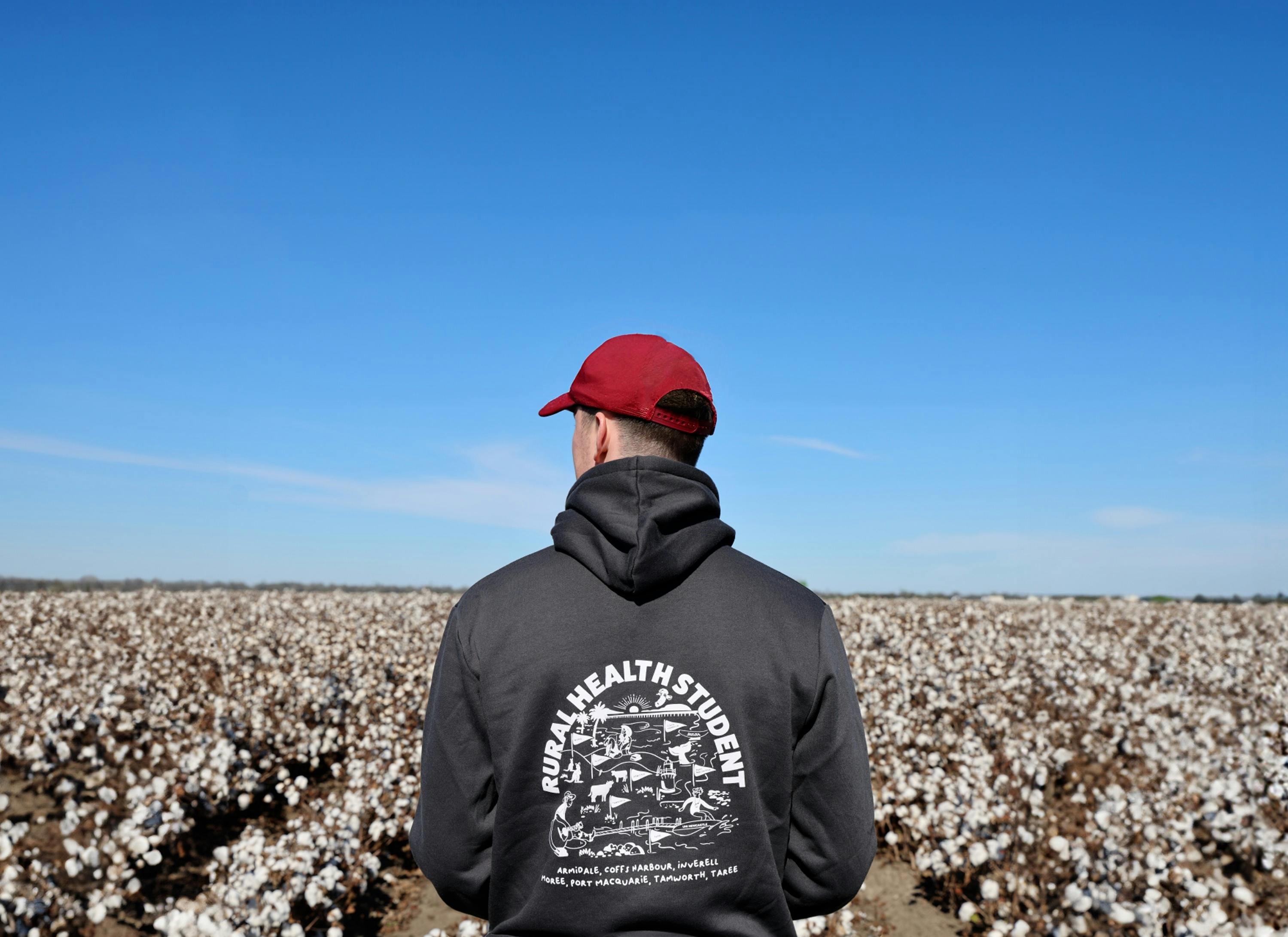 Person in cotton field